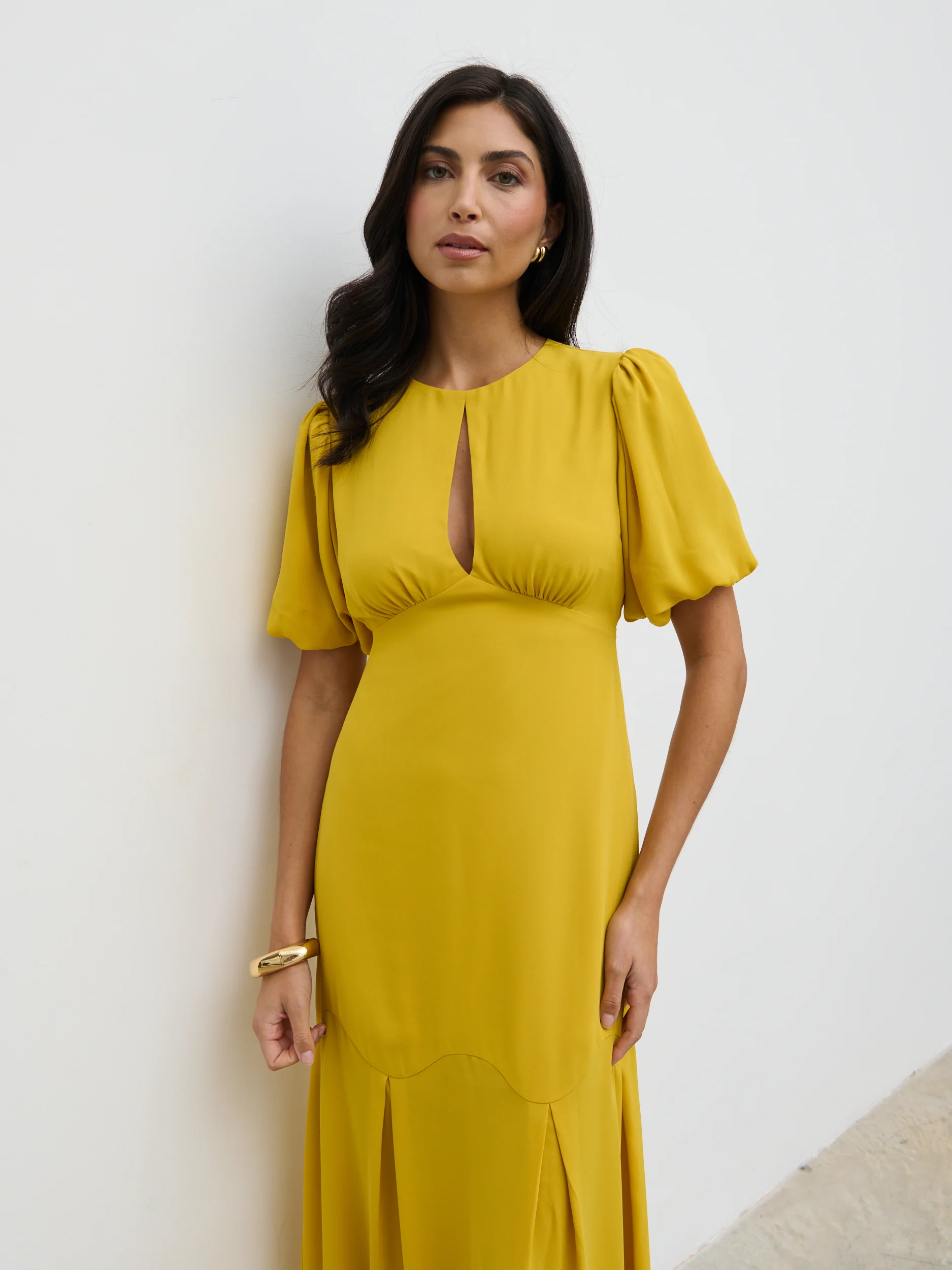 Maribel Puff Sleeve Maxi Dress - Yellow Ochre - Image 2