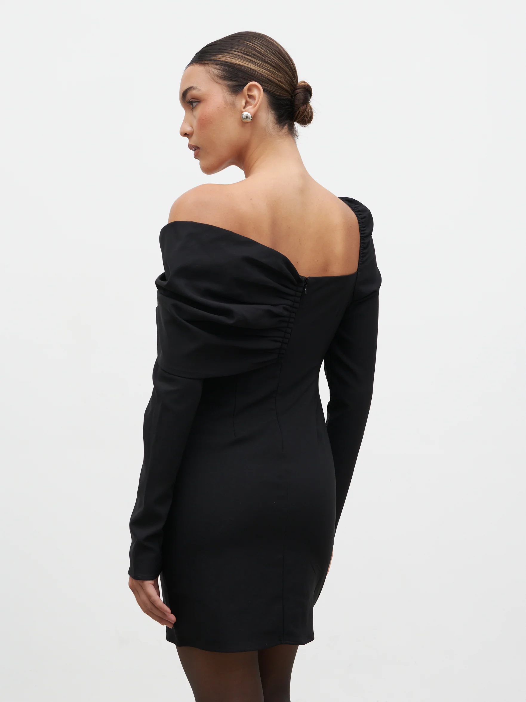 Naomi Exaggerated Bow Mini Dress - Black - Image 3