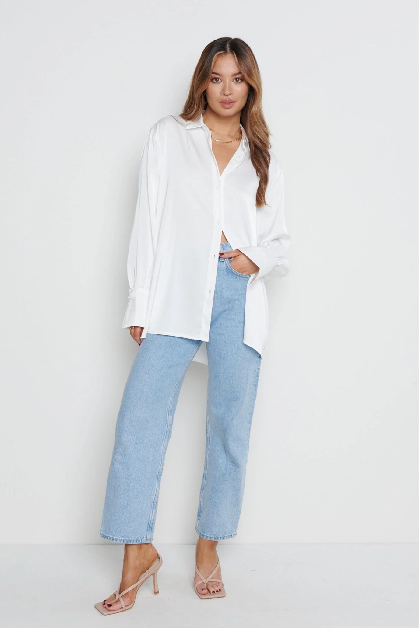 Naomi Relaxed Shirt- White - Image 3