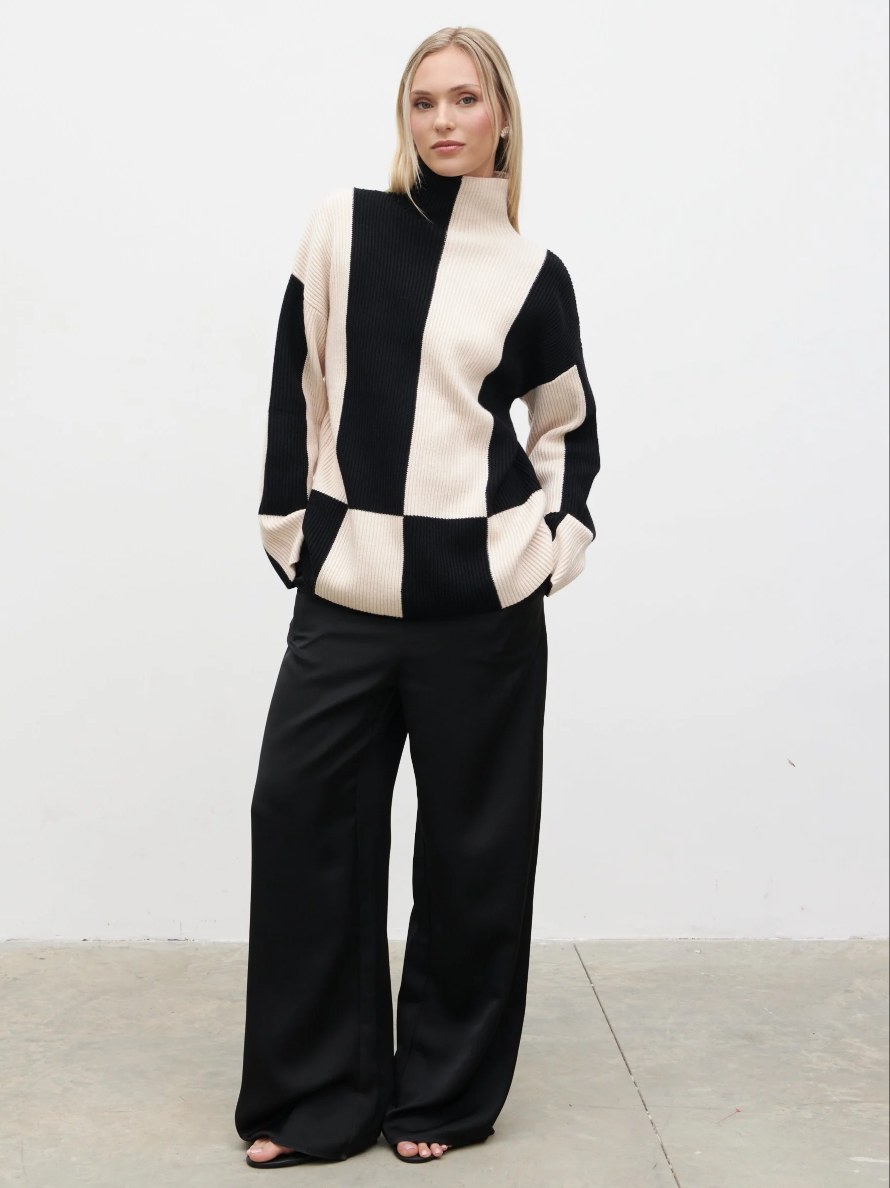 Nayah Jumper Curve - Black and Cream Stripe - Image 2
