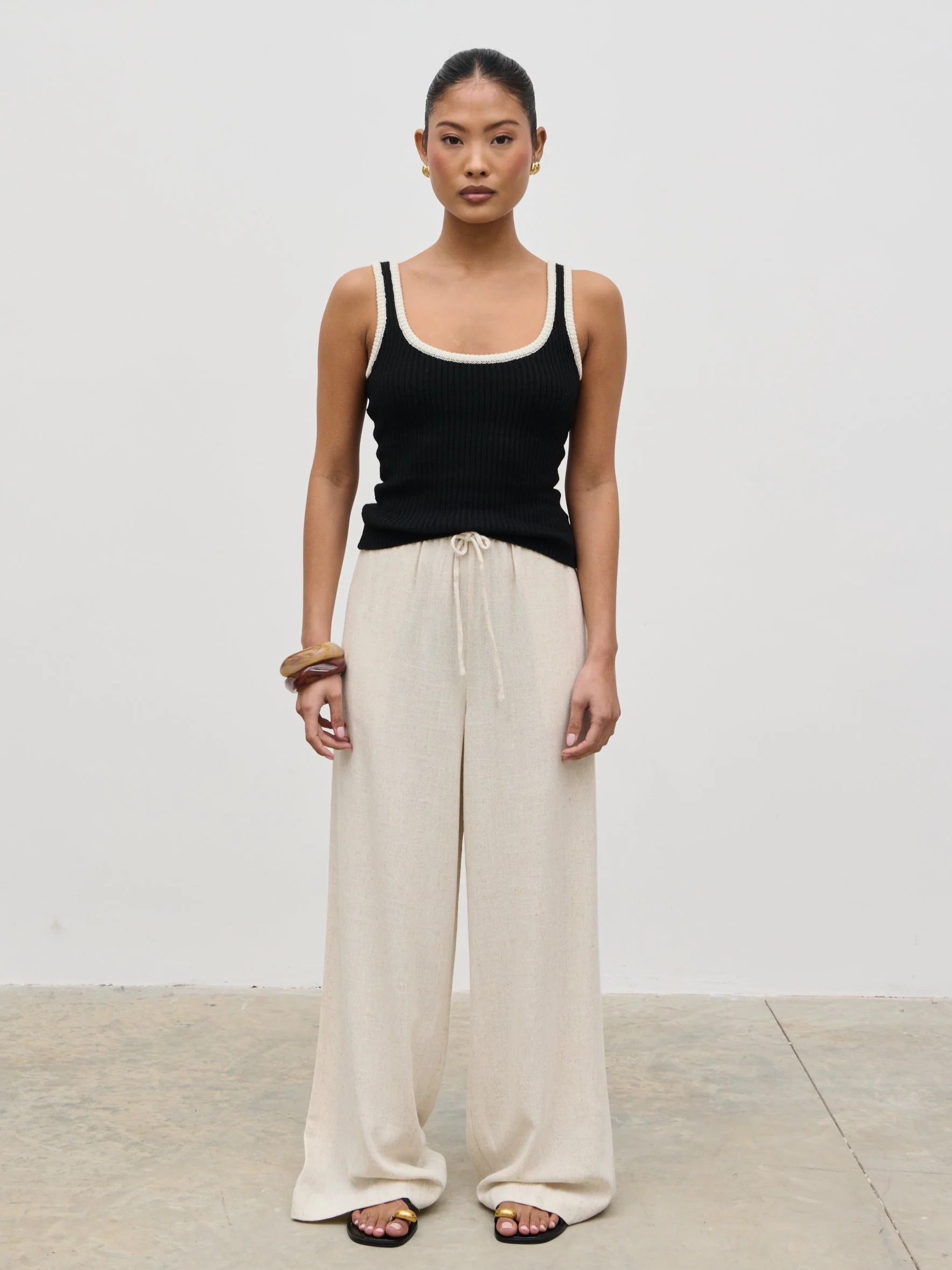 Nessa Drawstring Linen Blend Trousers - Natural - Image 6