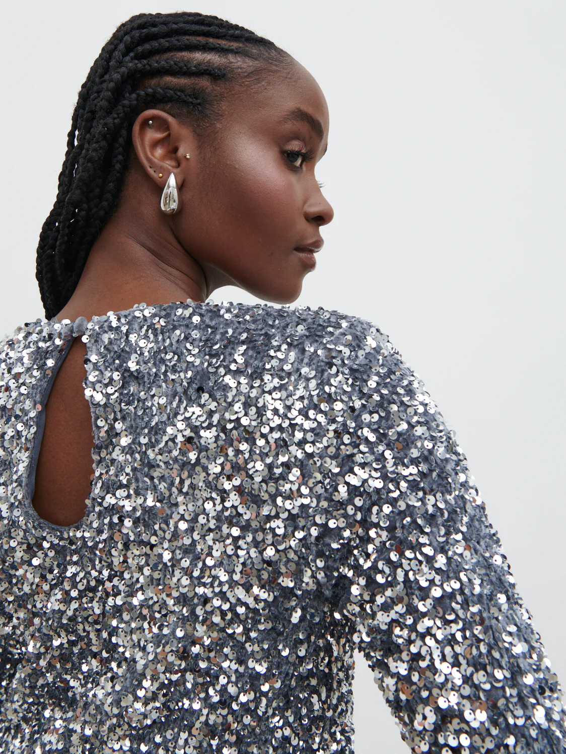 Nico Cluster Sequin Shift Dress - Silver - Image 6