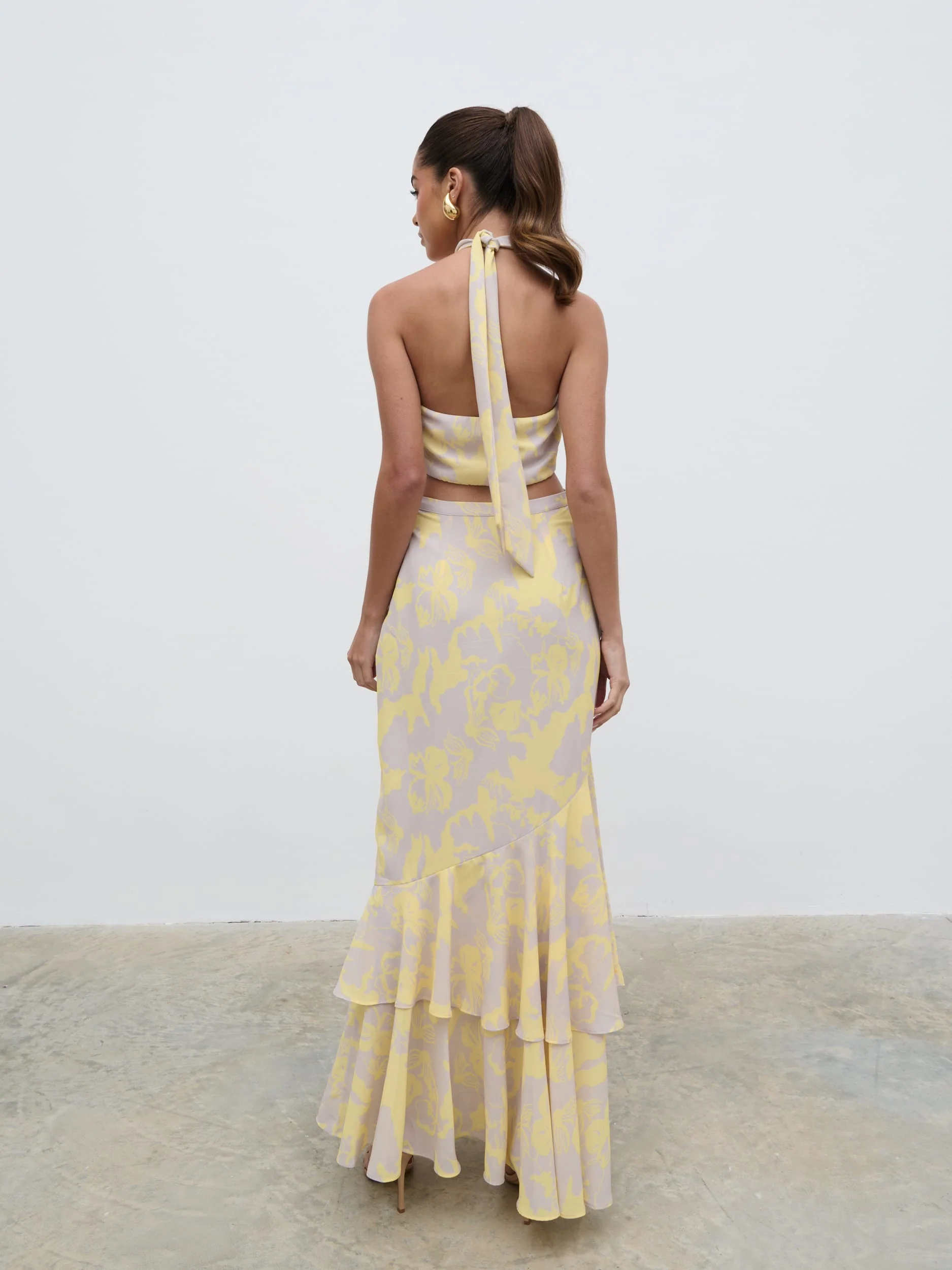 Nova Maxi Dress - Lemon and Beige Floral - Image 5