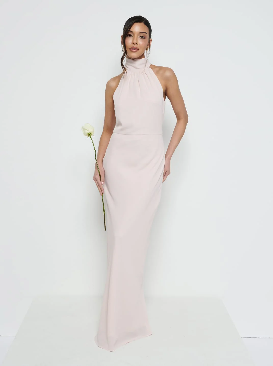 Odelle Tie Back Chiffon Maxi Bridesmaid Dress - Blush