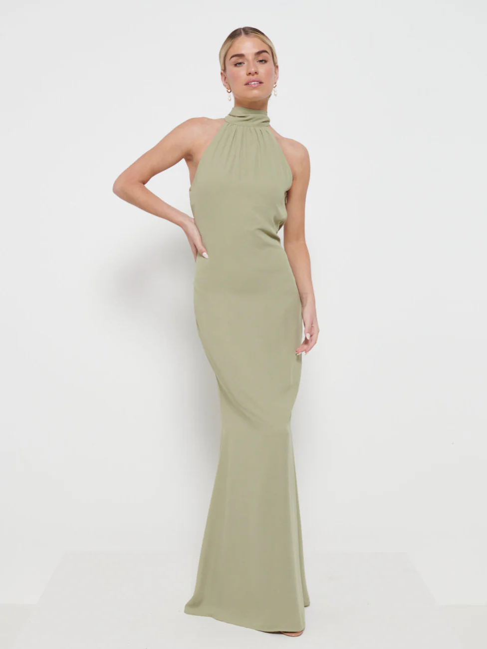 Odelle Chiffon Maxi Bridesmaid Dress - Olive