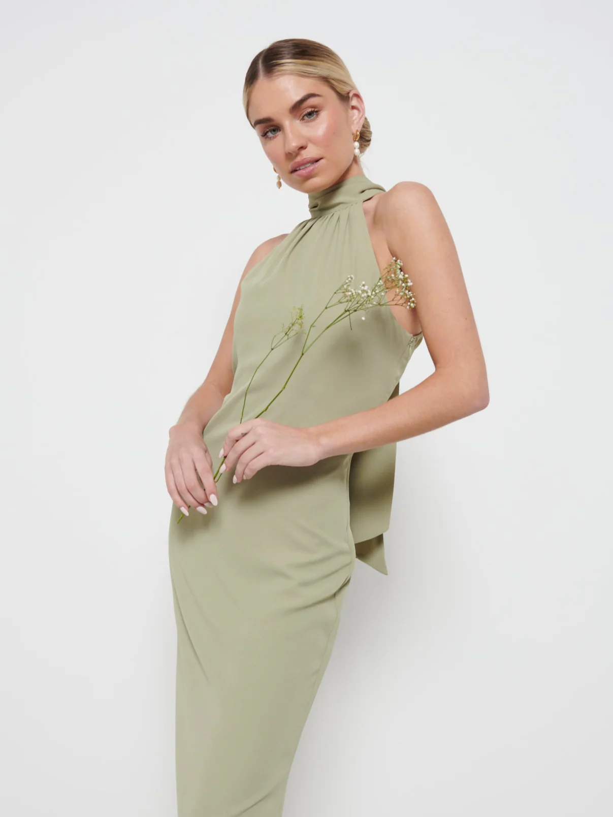 Odelle Chiffon Maxi Bridesmaid Dress - Olive - Image 2