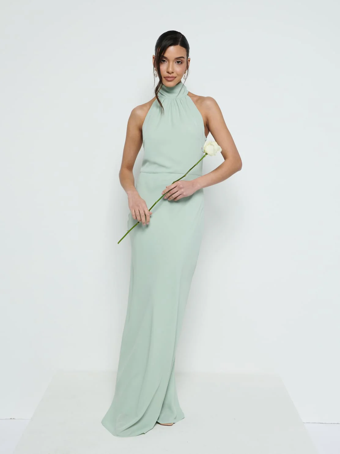 Odelle Tie Back Chiffon Maxi Bridesmaid Dress - Sage