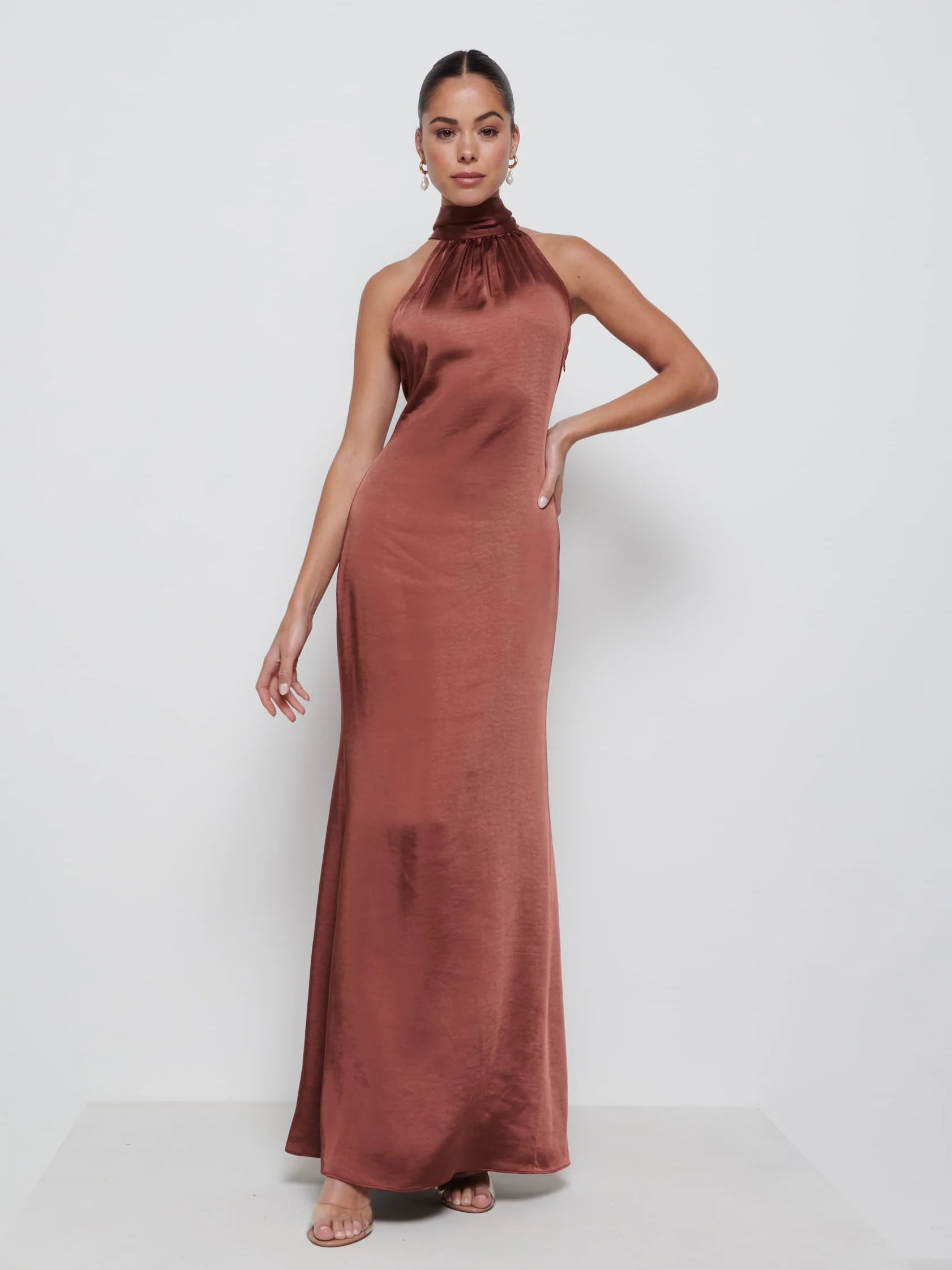 Odelle Maxi Bridesmaid Dress - Mahogany - Image 4