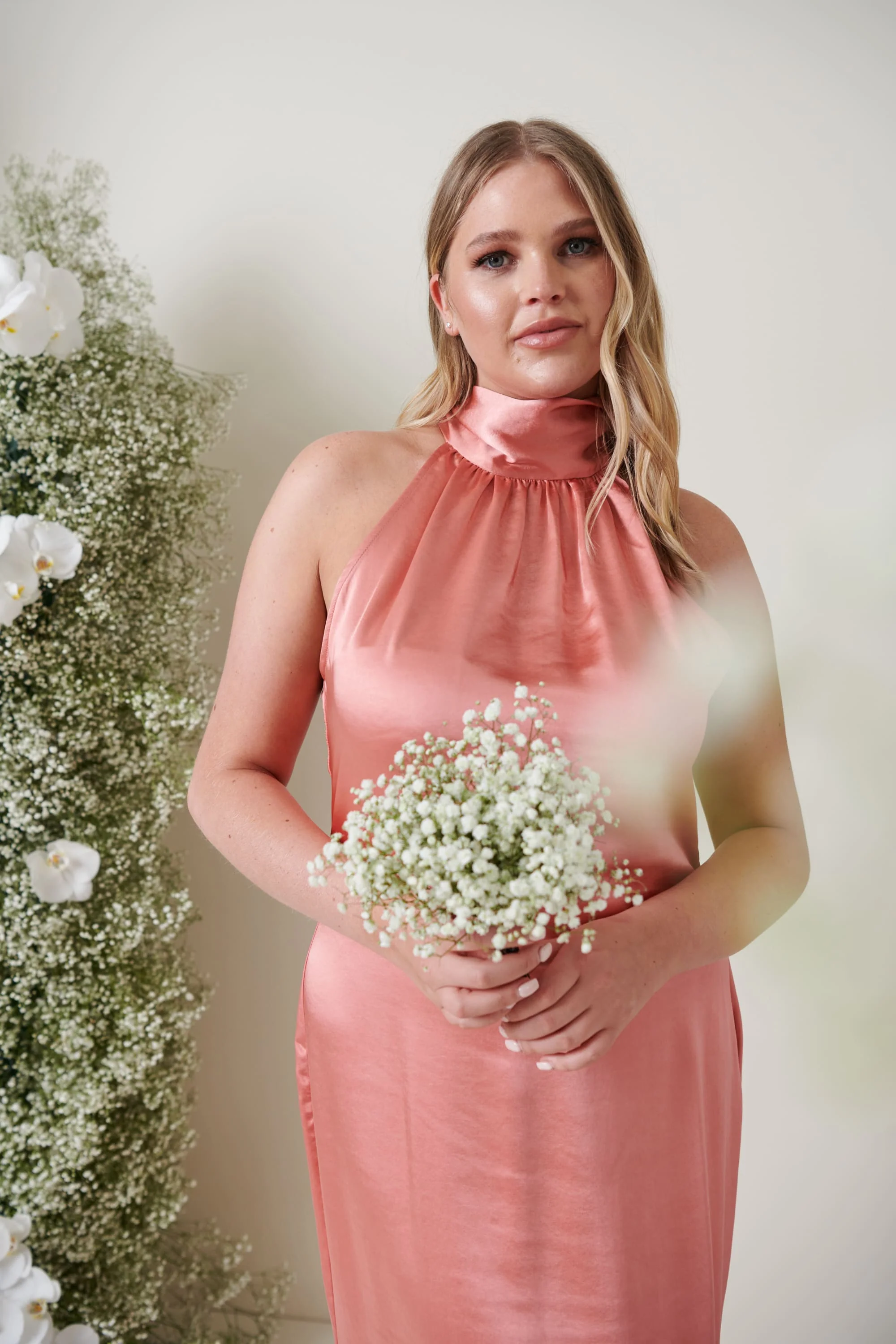 Odelle Maxi Bridesmaid Dress - Matte Apricot Pink - Image 2