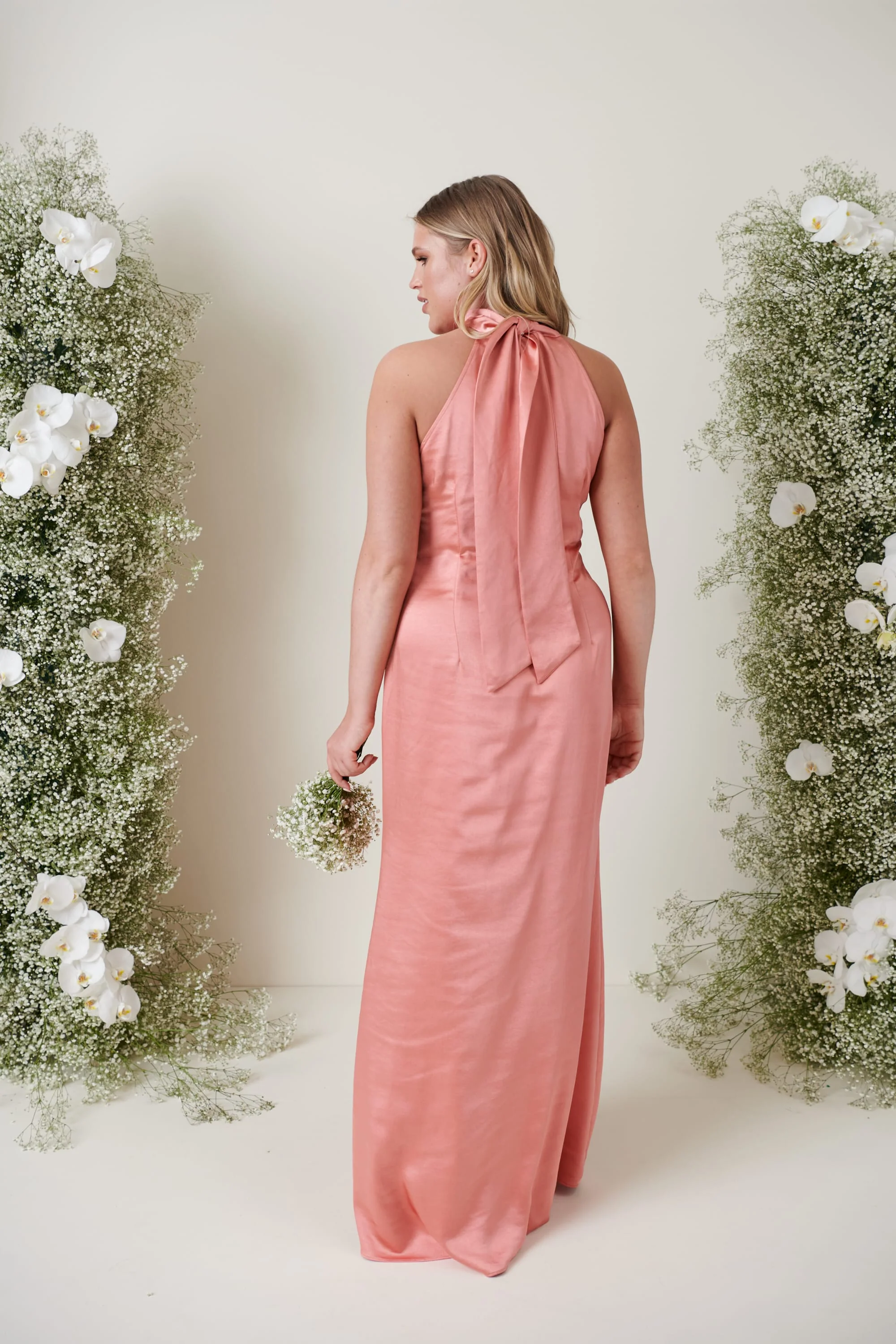 Odelle Maxi Bridesmaid Dress - Matte Apricot Pink - Image 3