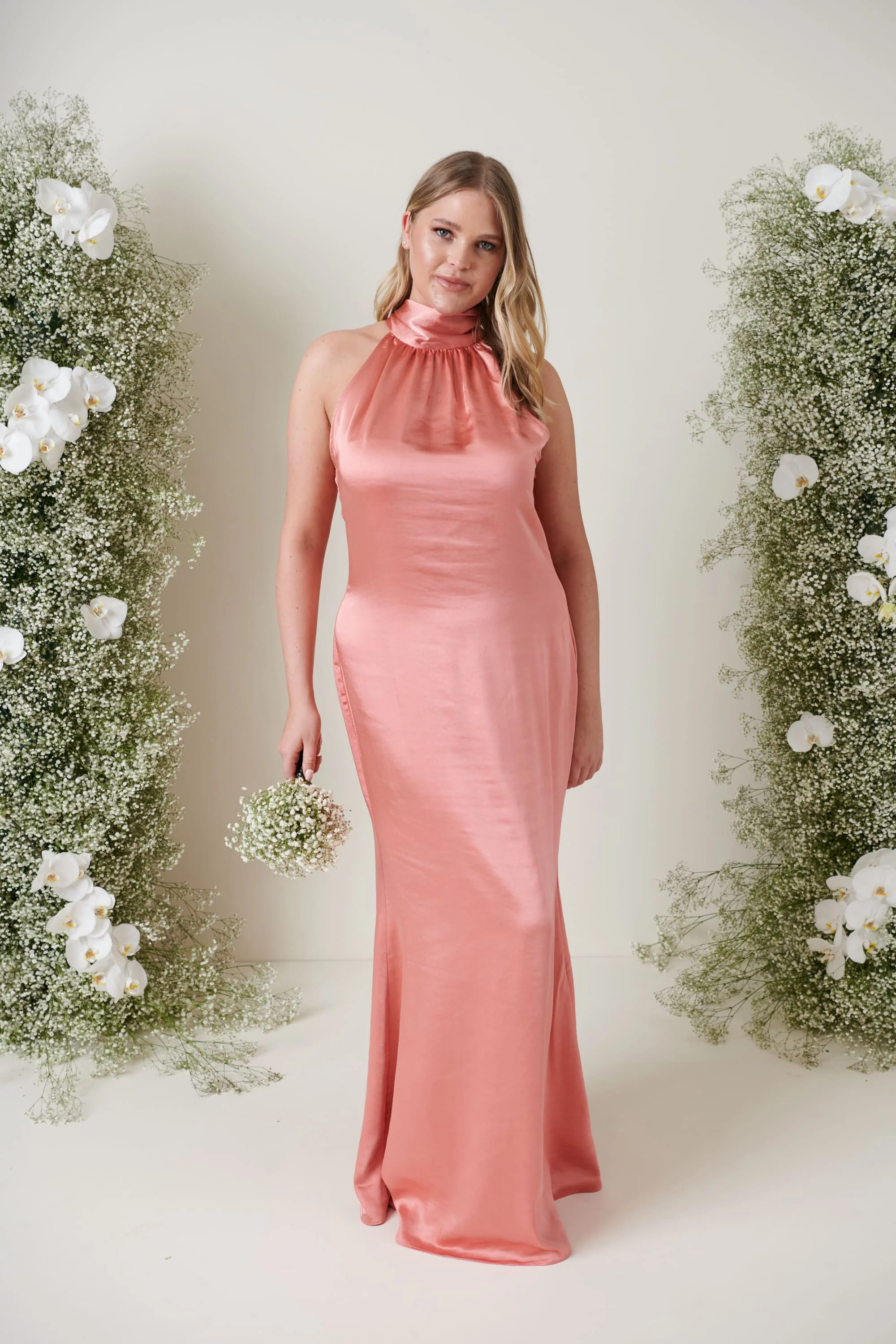 Odelle Maxi Bridesmaid Dress - Matte Apricot Pink - Image 4