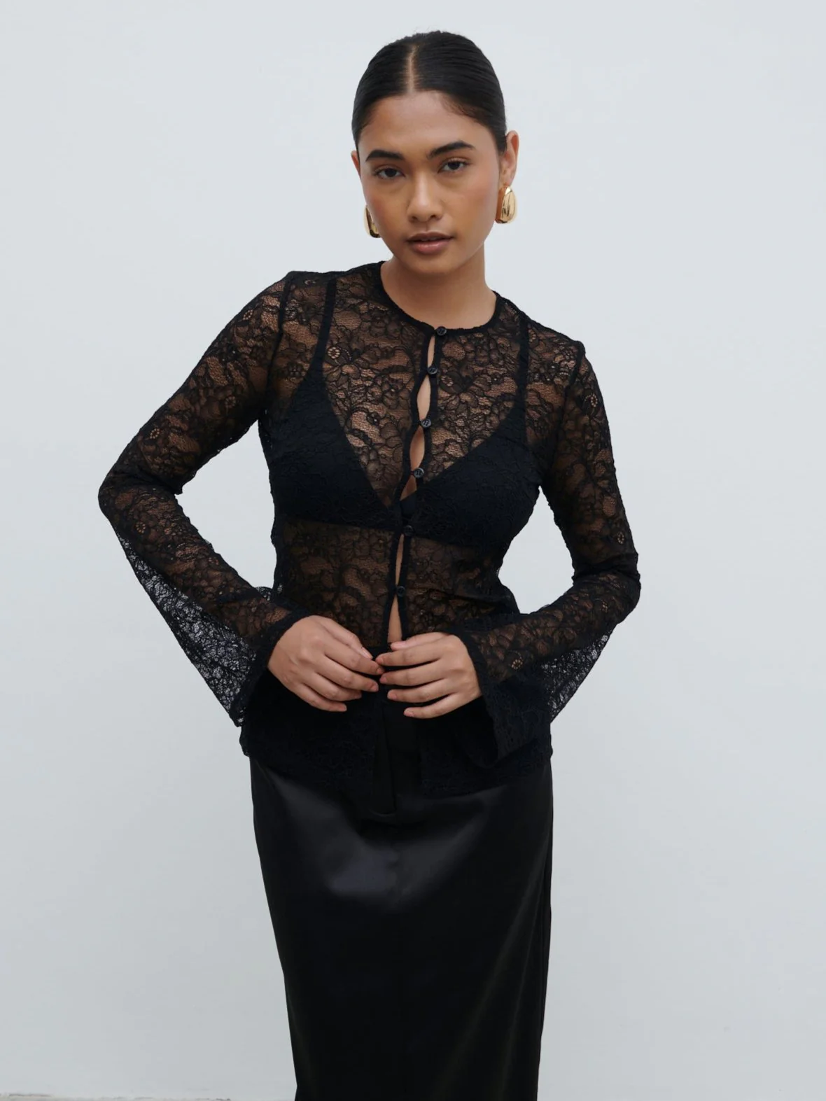 Odi Lace Cardigan - Black - Image 2