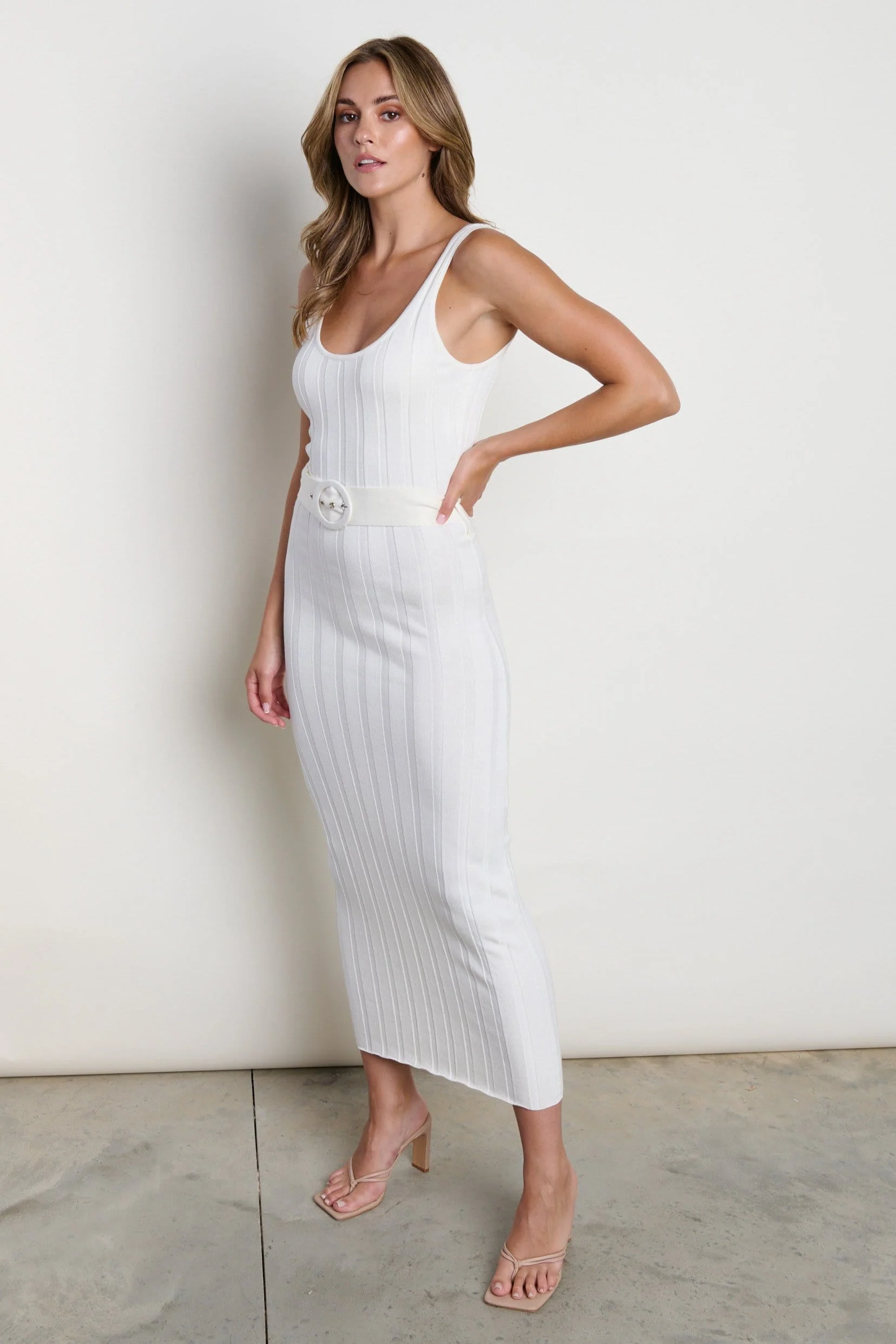 Oli Belted Knit Dress - Cream