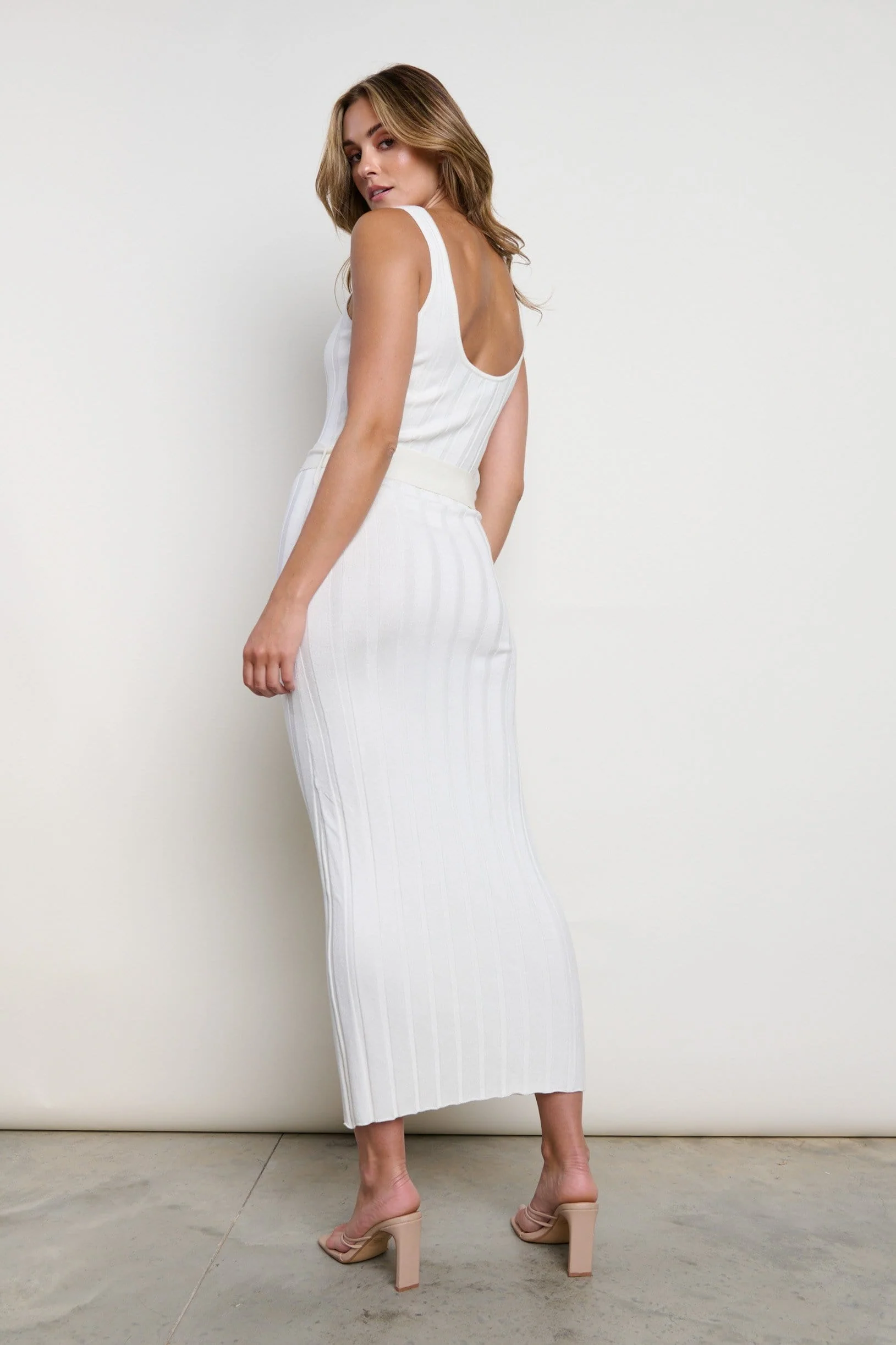 Oli Belted Knit Dress - Cream - Image 4