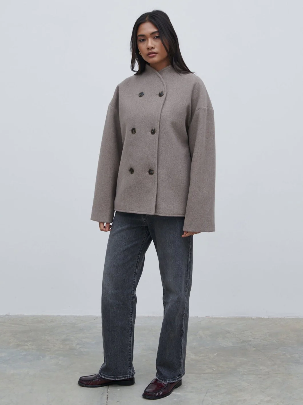 Oliviana Felted Button Jacket - Greige - Image 2