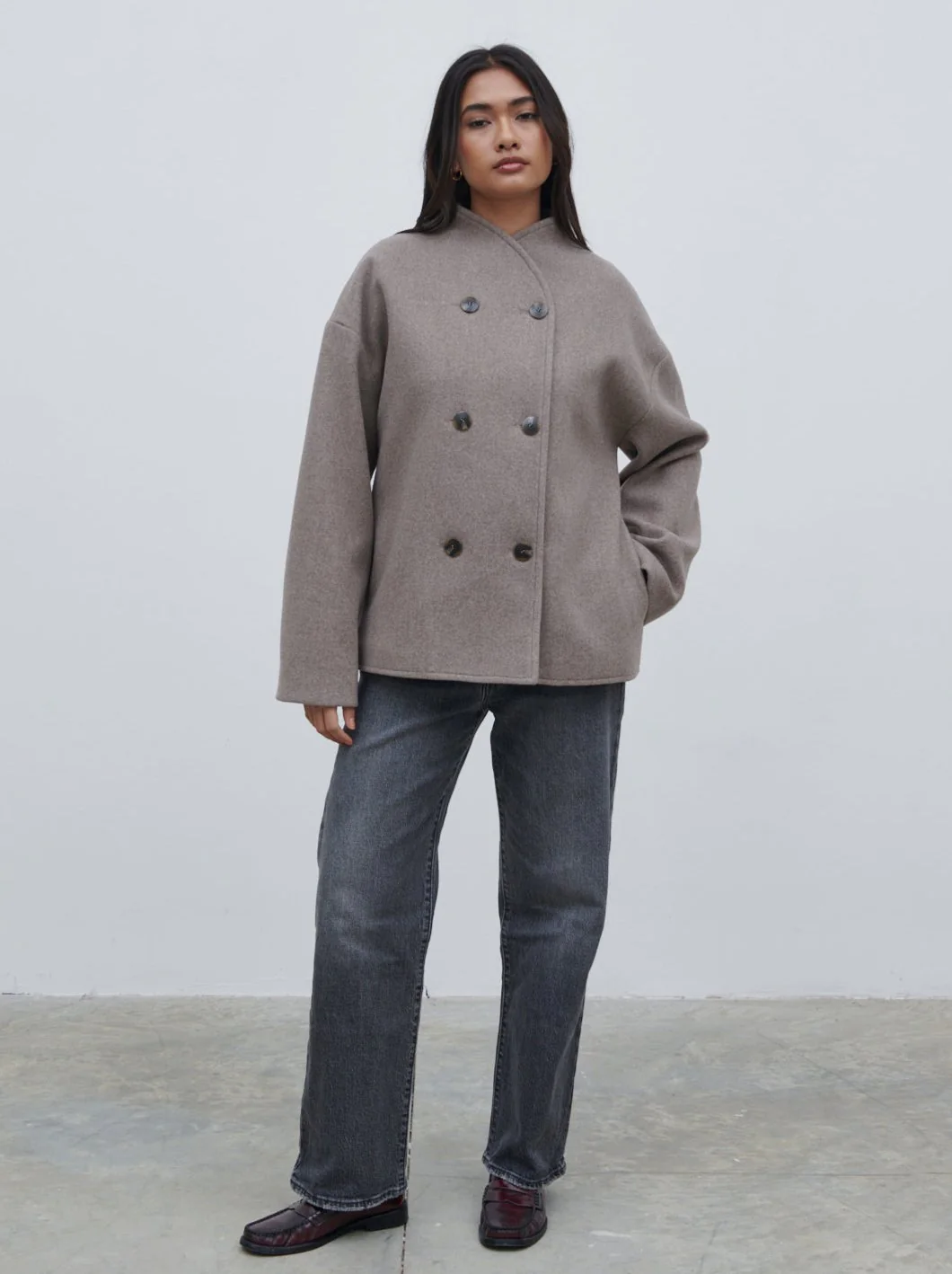 Oliviana Felted Button Jacket - Greige - Image 3