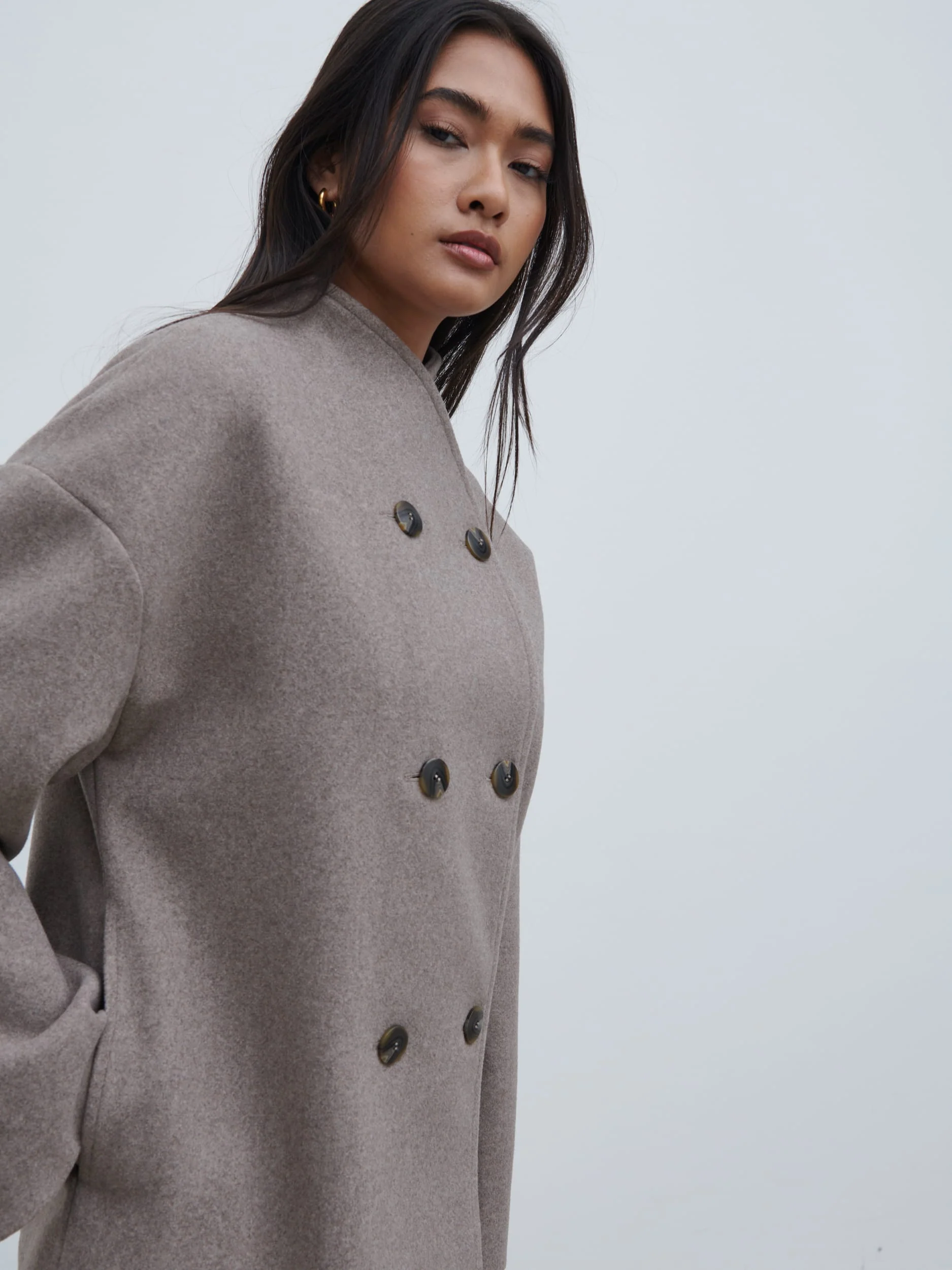 Oliviana Felted Button Jacket - Greige - Image 5