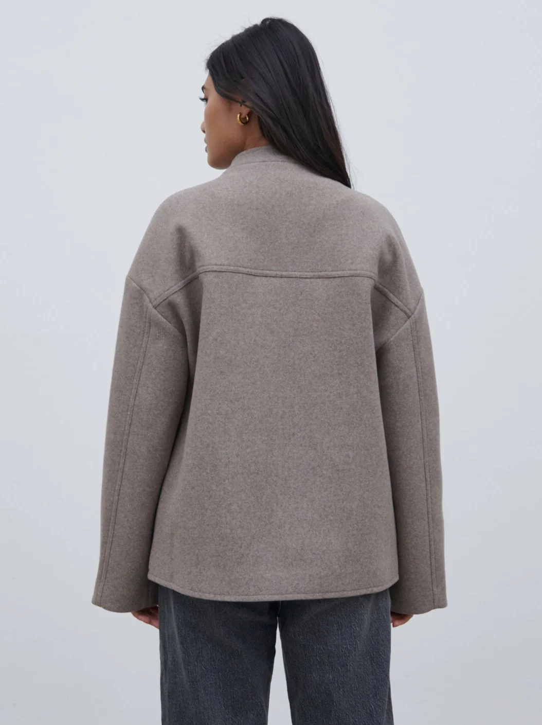 Oliviana Felted Button Jacket - Greige - Image 7