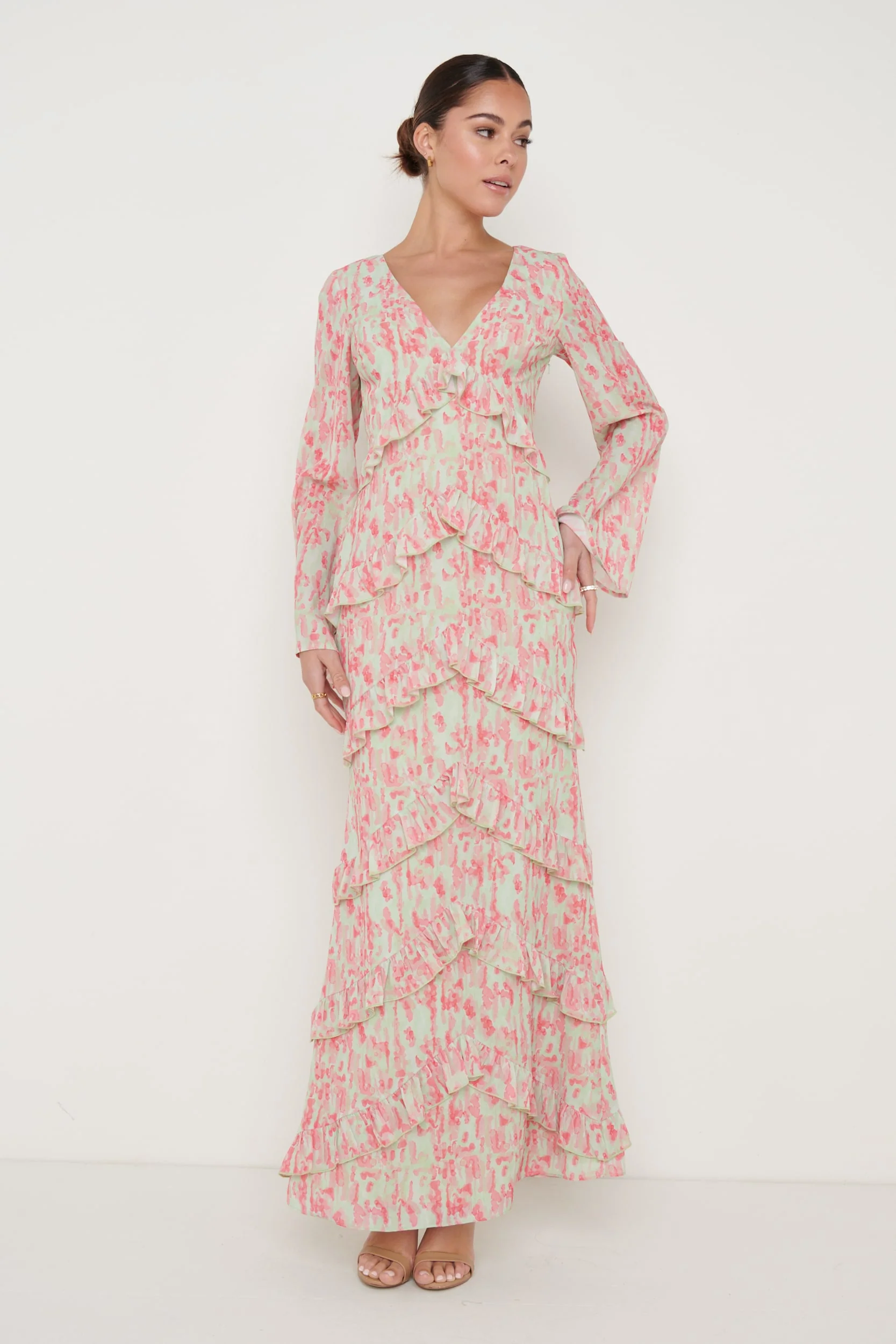 Paige Ruffle Maxi Dress - Abstract Spot - Image 3