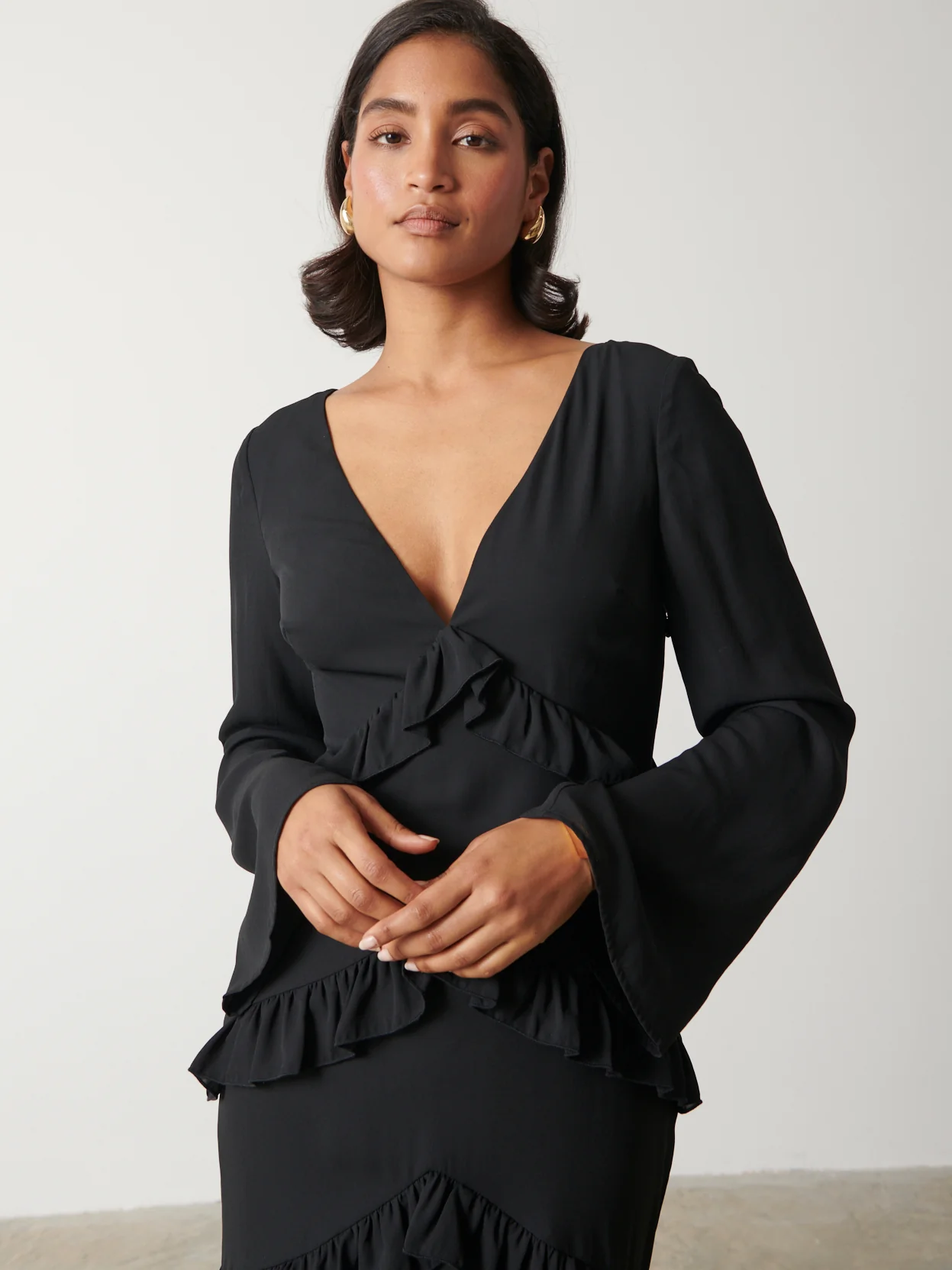 Paige Ruffle Maxi Dress - Black - Image 4