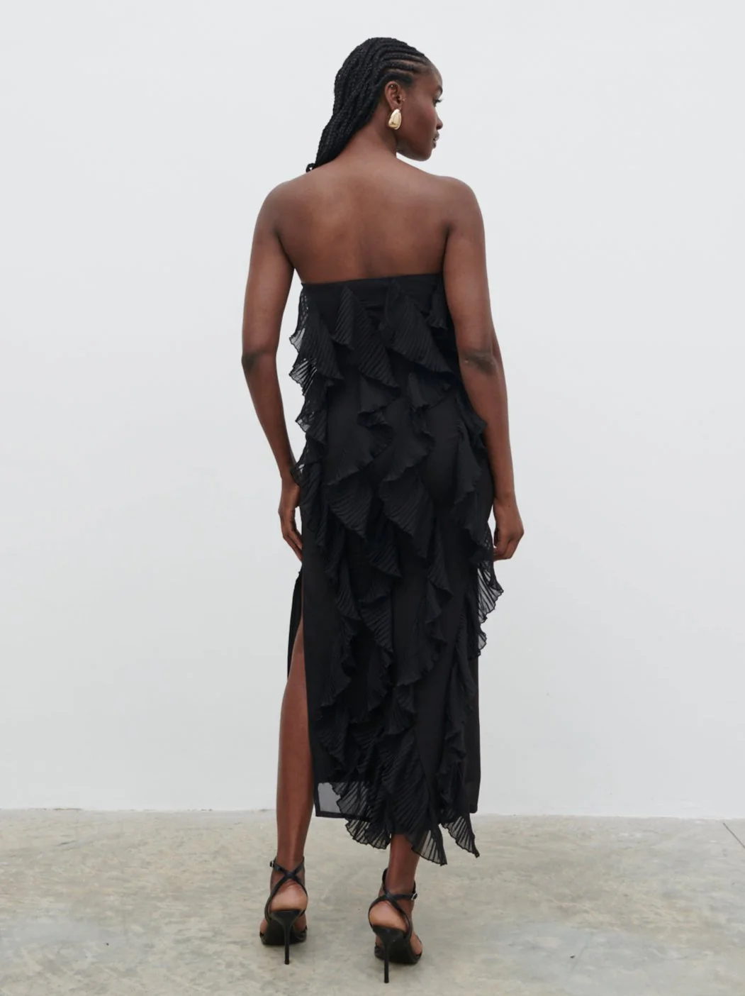 Perla Bandeau Ruffle Midaxi Dress - Black - Image 7