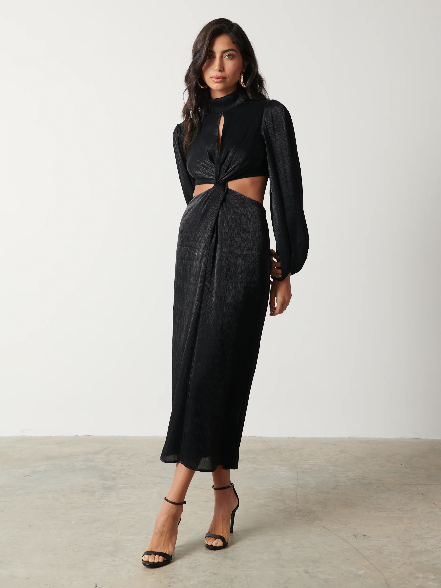 Pia Twist Midaxi Dress - Black - Image 4
