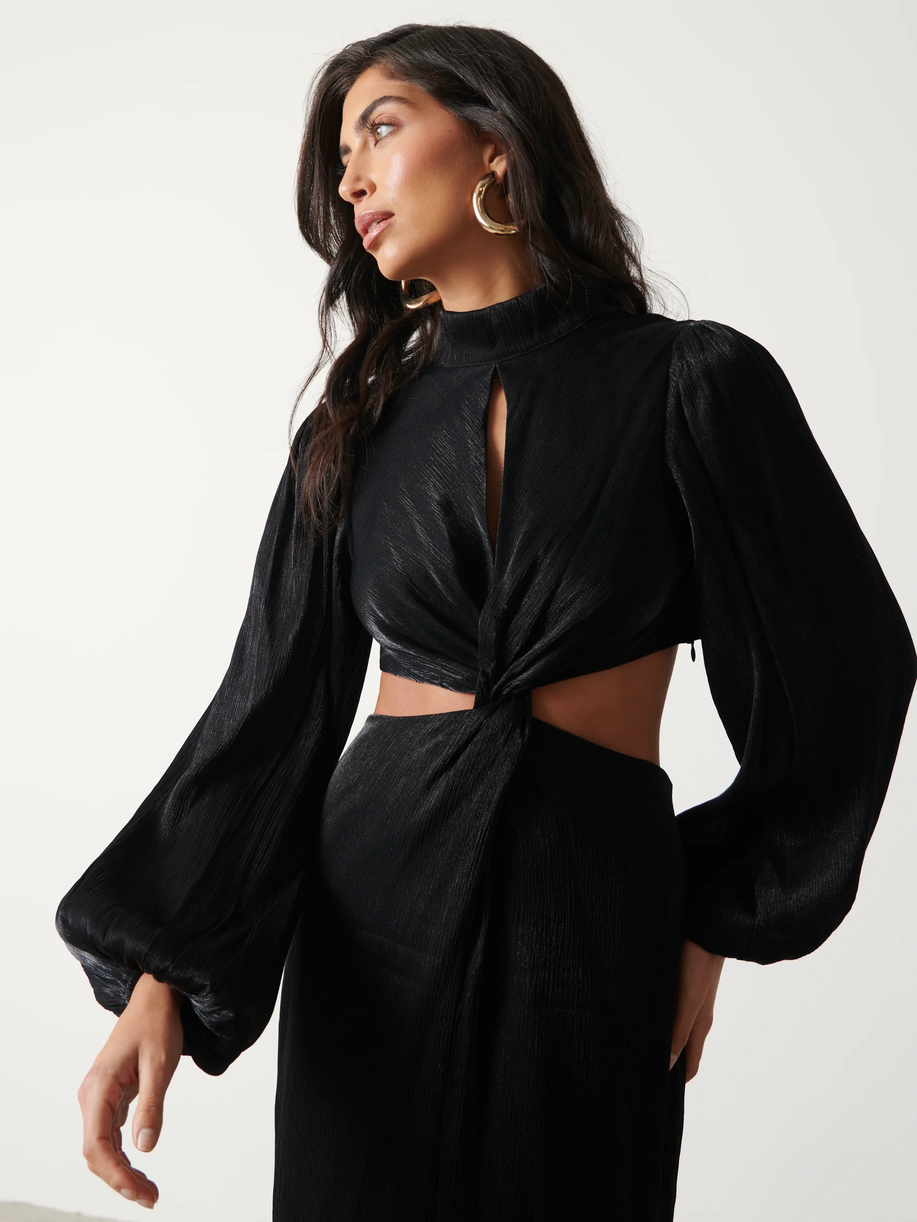Pia Twist Midaxi Dress - Black - Image 5