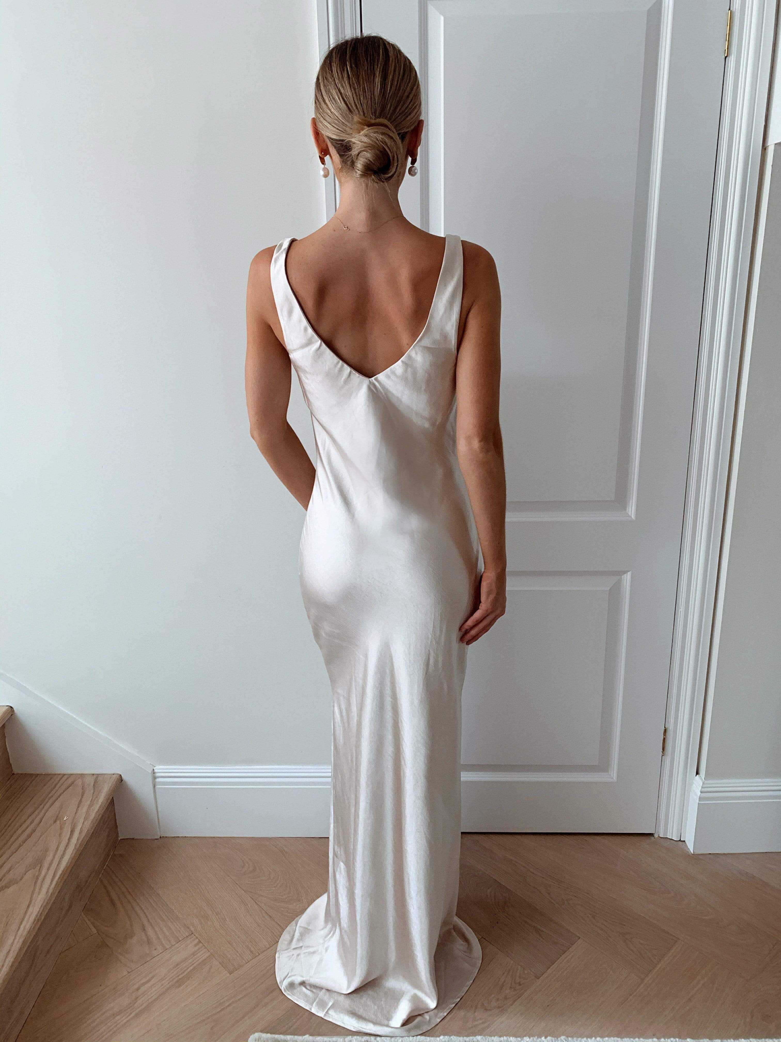 Piper High Back Maxi Dress - Matte Oyster - Image 2