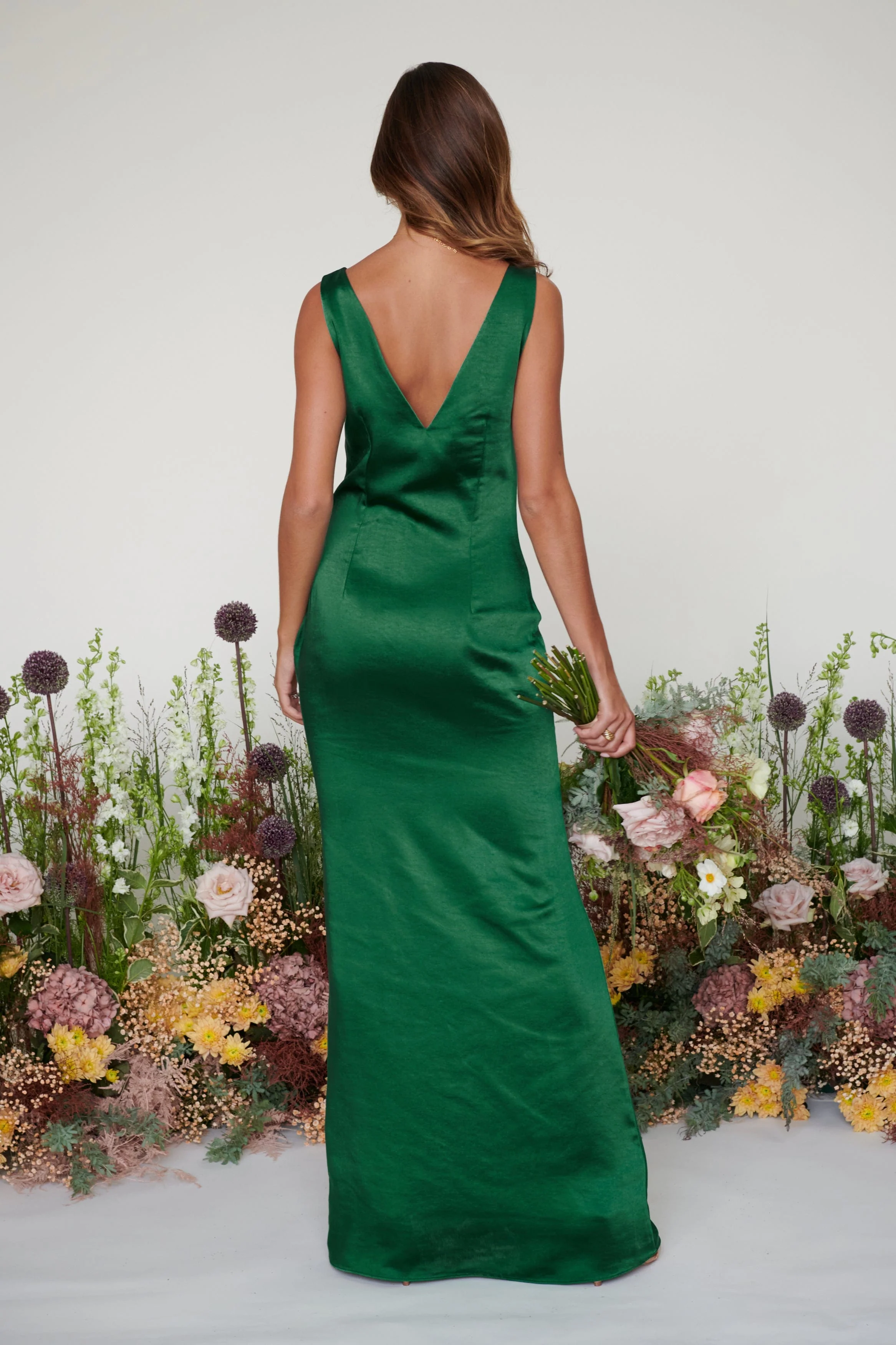 Piper Maxi Bridesmaid Dress - Matte Emerald - Image 5