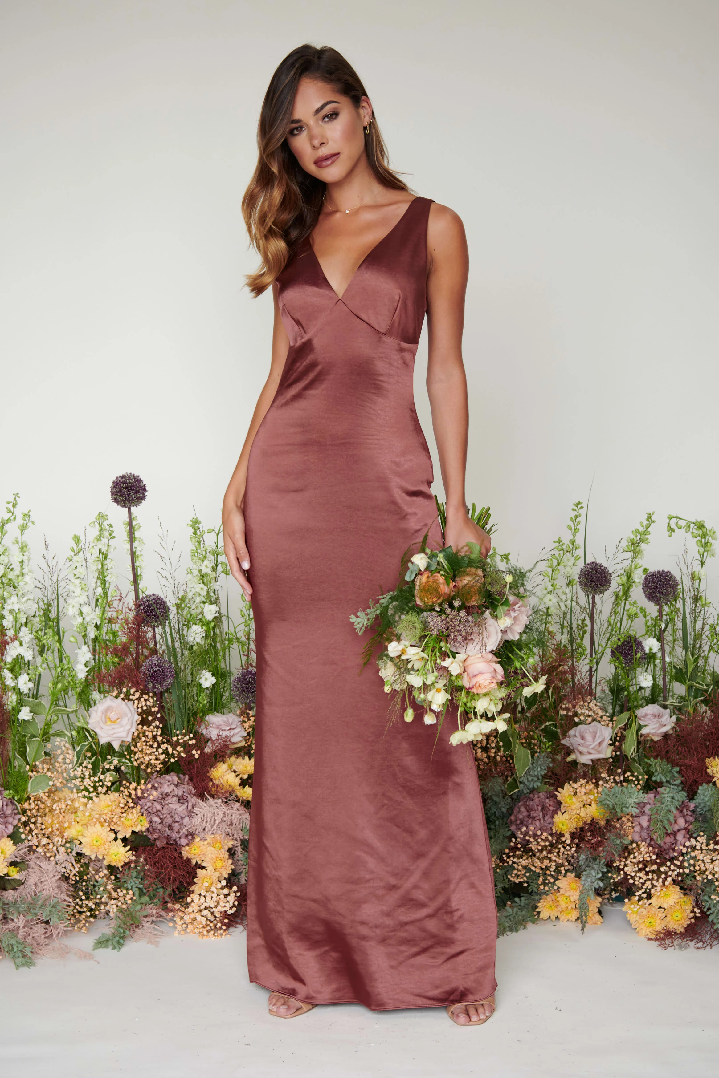 Piper Maxi Bridesmaid Dress - Matte Mahogany - Image 3