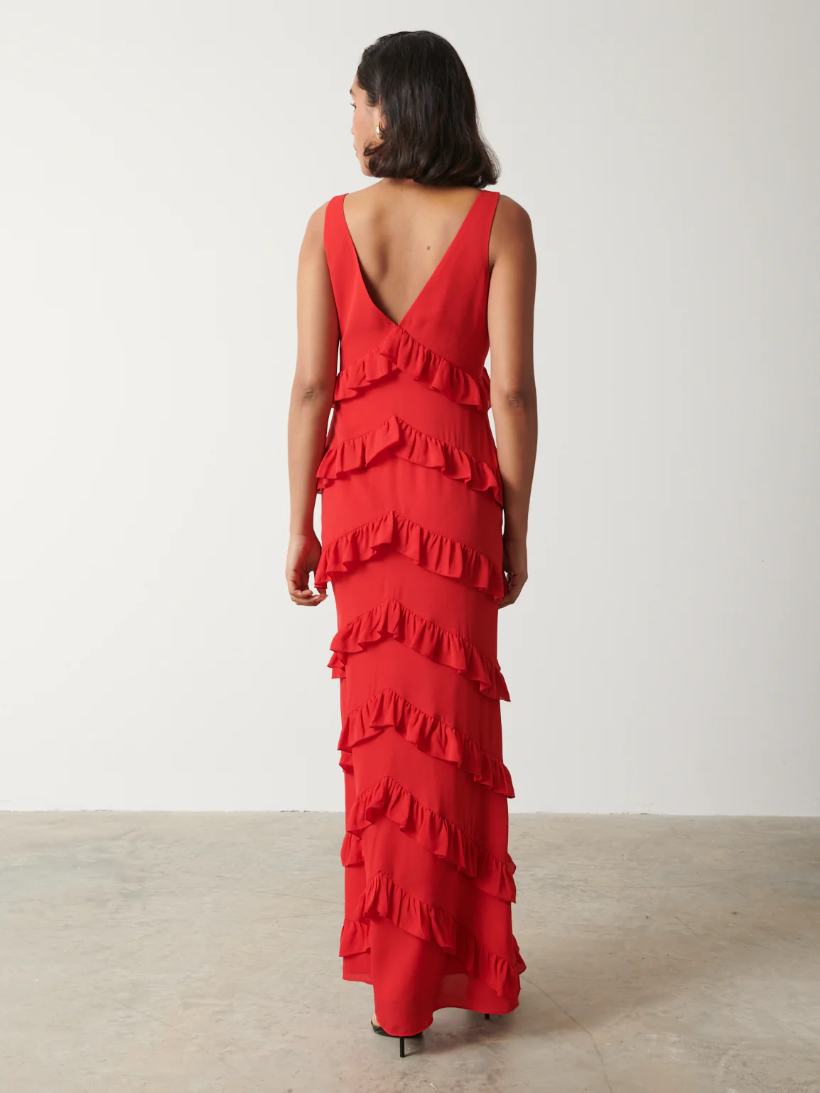 Piper Ruffle Maxi Dress - Red - Image 3