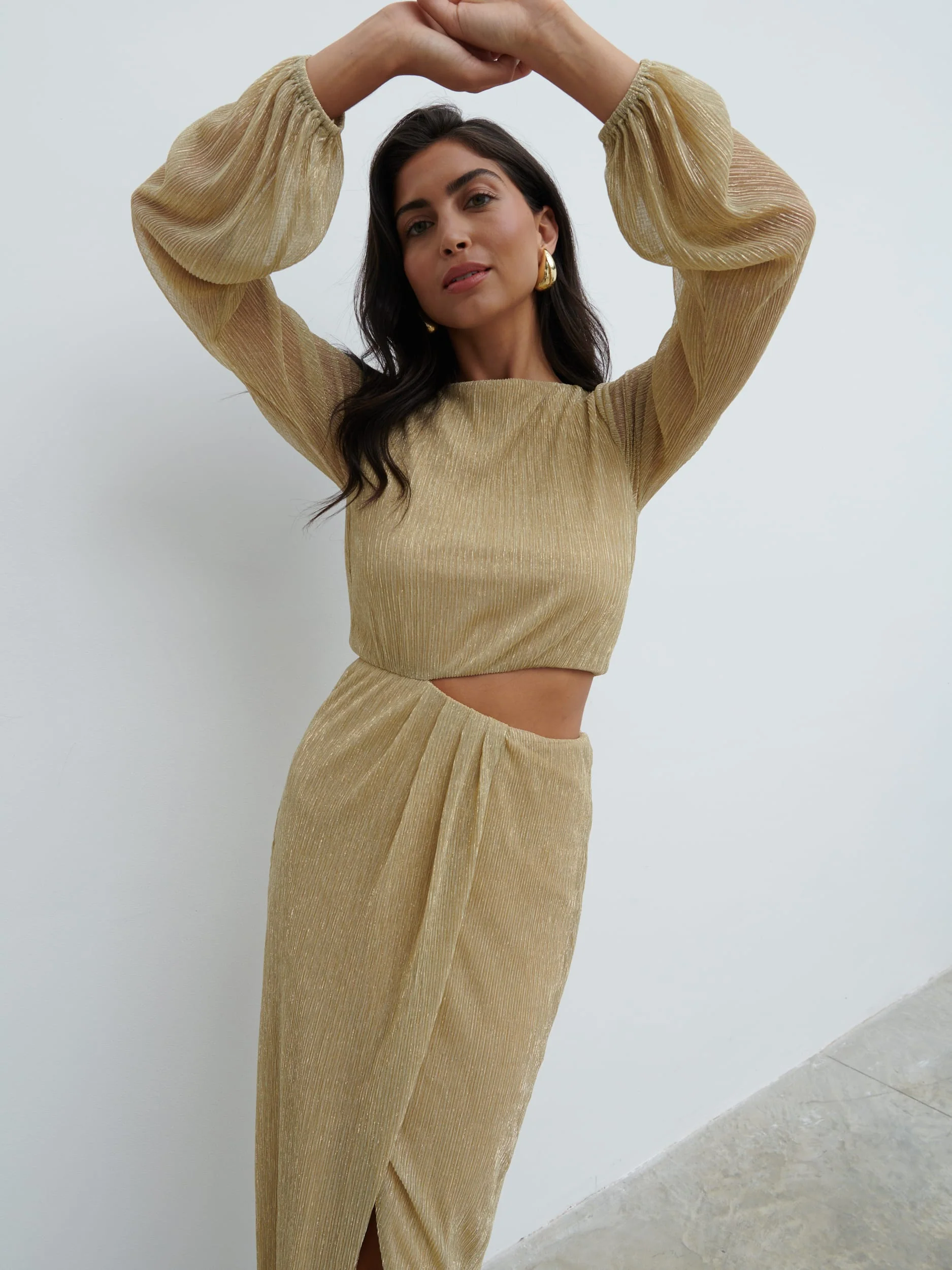 Rae Cut Out Maxi Dress - Metallic Gold - Image 2