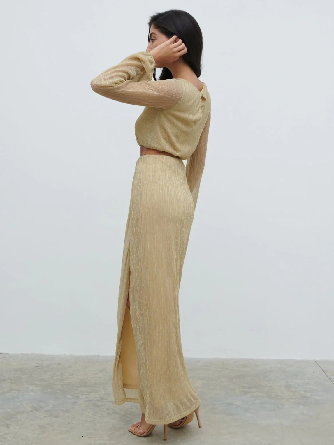 Rae Cut Out Maxi Dress - Metallic Gold - Image 4