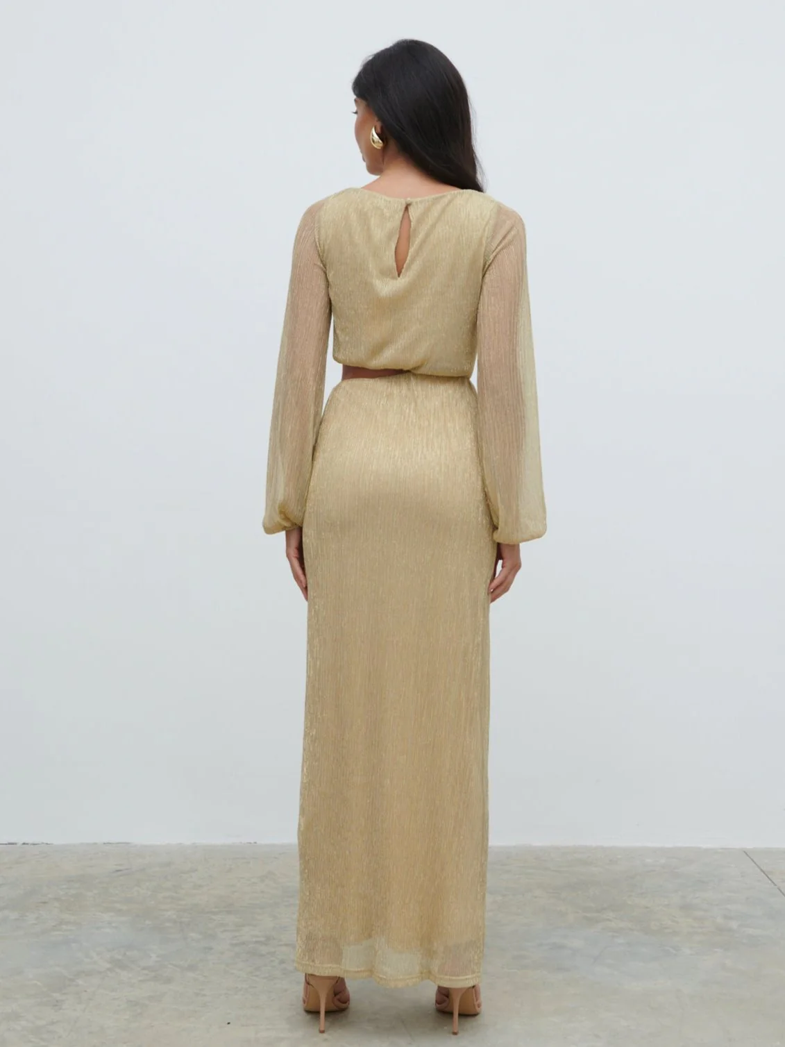 Rae Cut Out Maxi Dress - Metallic Gold - Image 5
