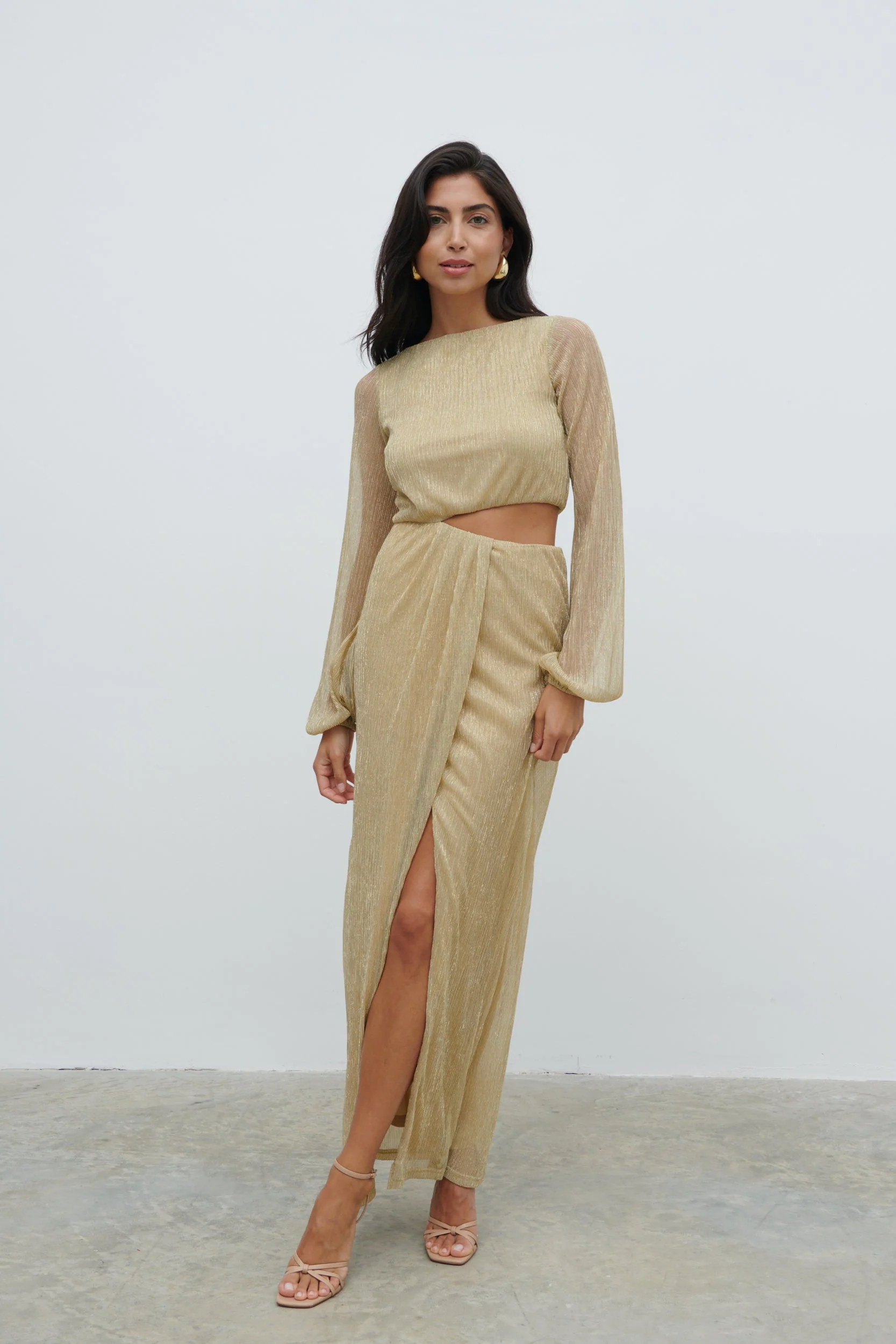 Rae Cut Out Maxi Dress - Metallic Gold - Image 6