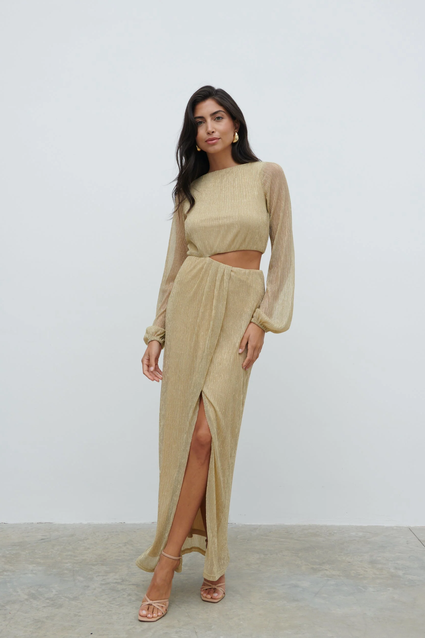 Rae Cut Out Maxi Dress - Metallic Gold - Image 7