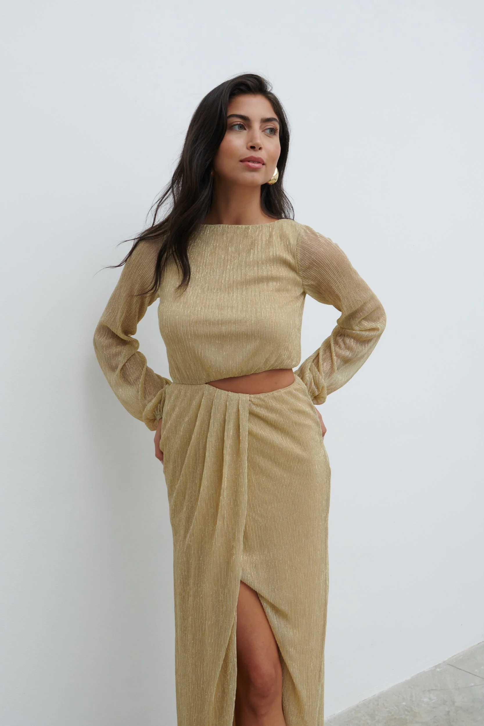Rae Cut Out Maxi Dress - Metallic Gold - Image 8