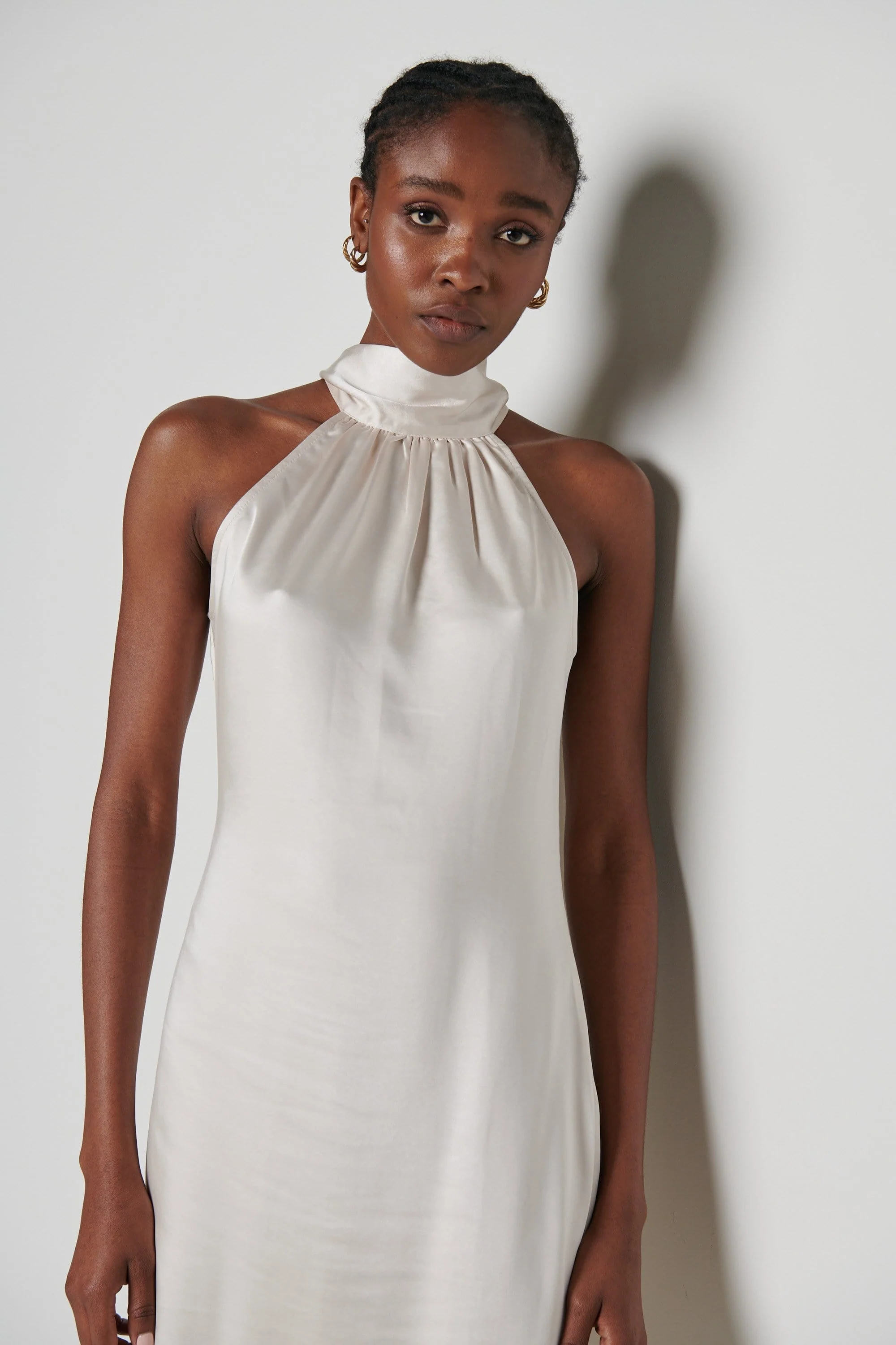 Raleigh Halter neck Tie Dress- Champagne - Image 3