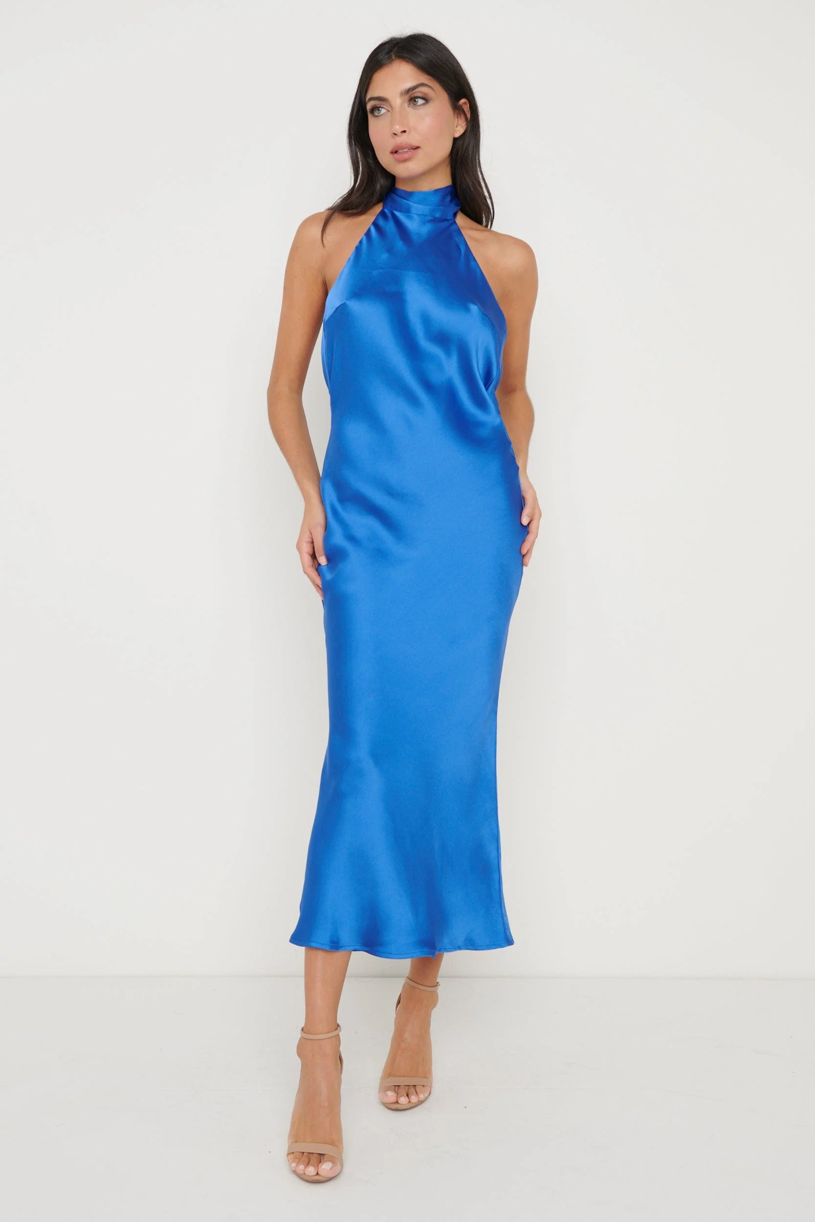 Raleigh Recycled Cowl Back Midaxi Dress - Blue - Image 3