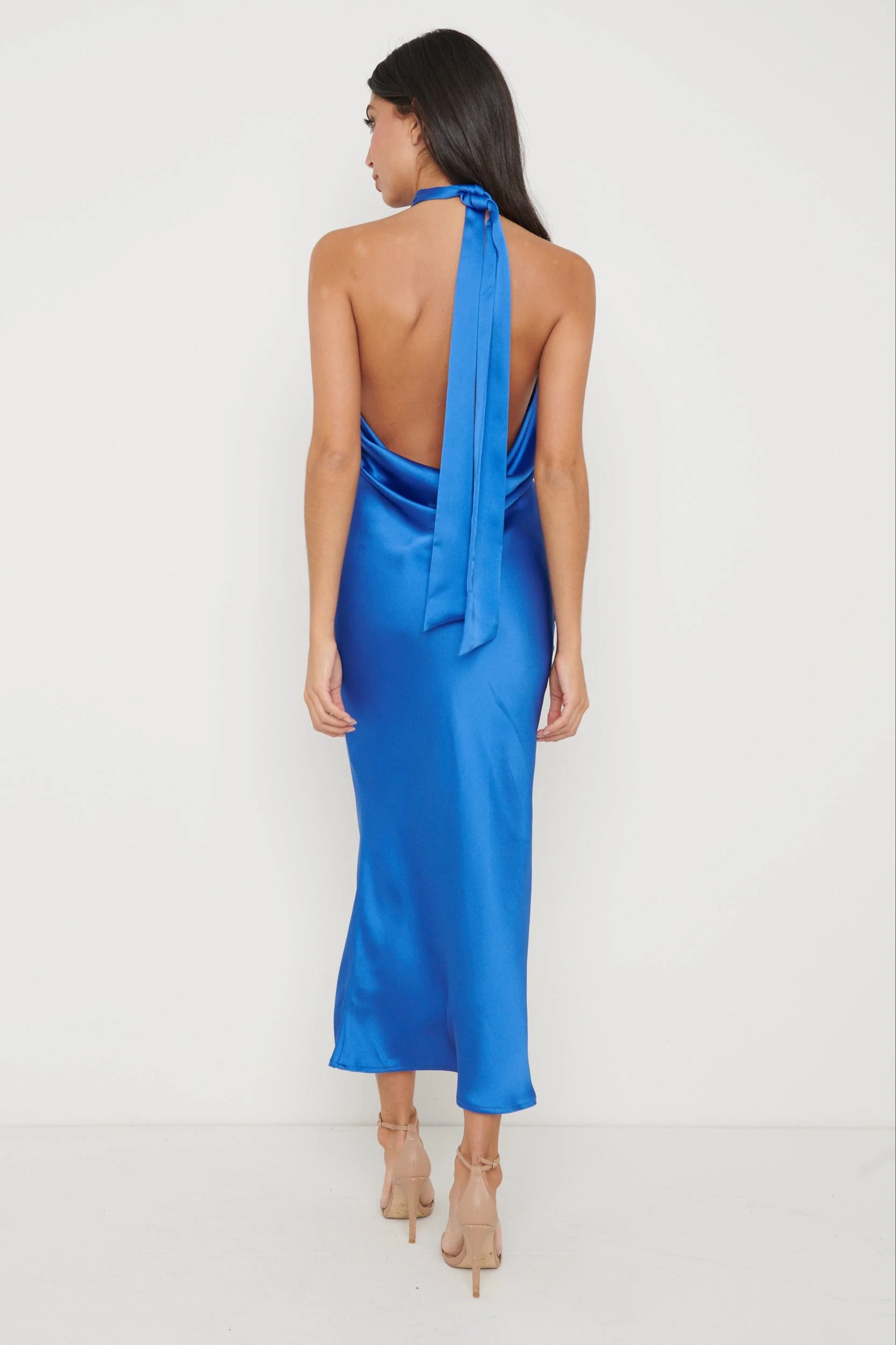 Raleigh Recycled Cowl Back Midaxi Dress - Blue - Image 4