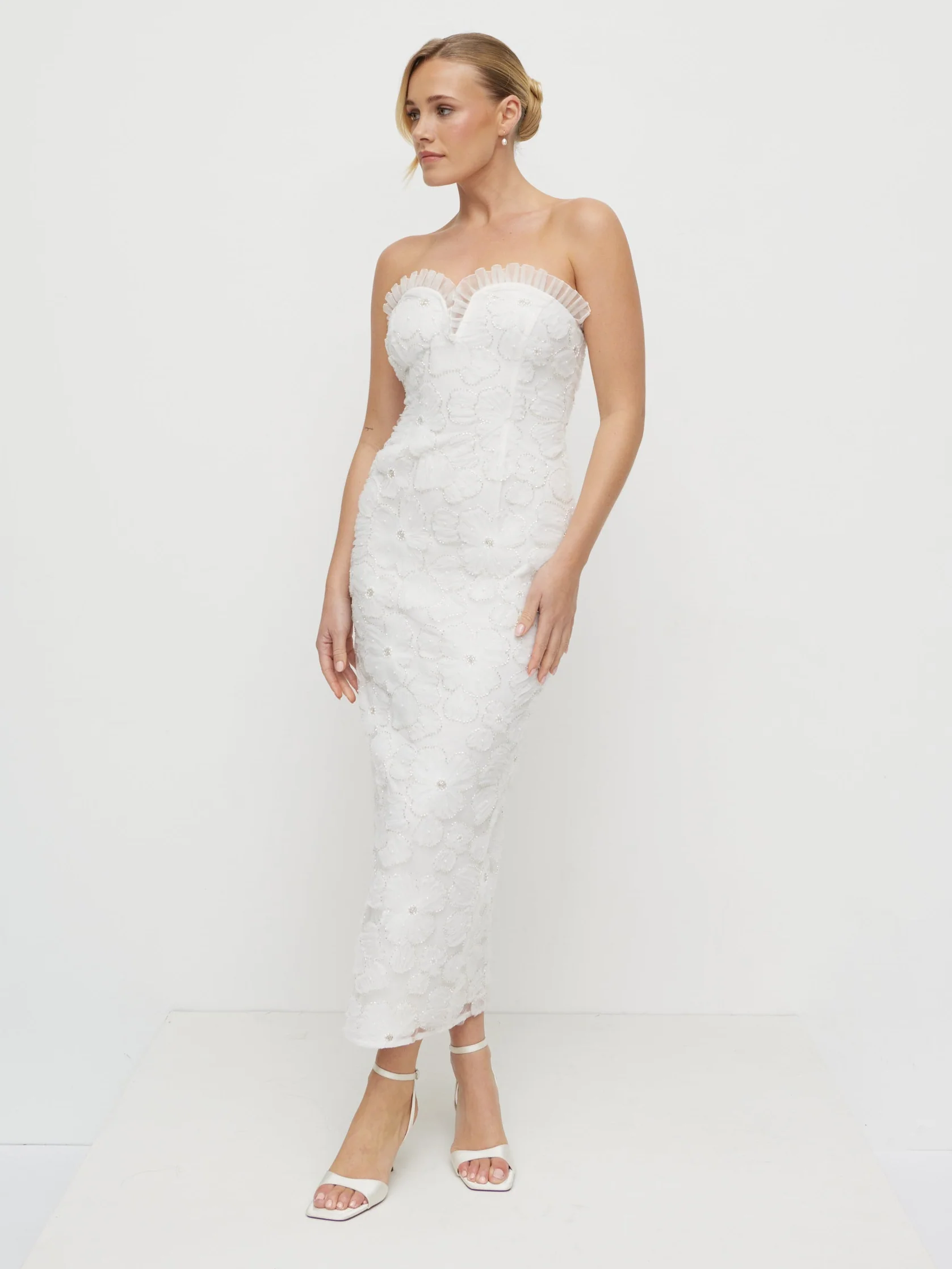 Ravenna Embellished Floral Midaxi Dress - Ivory - Image 2