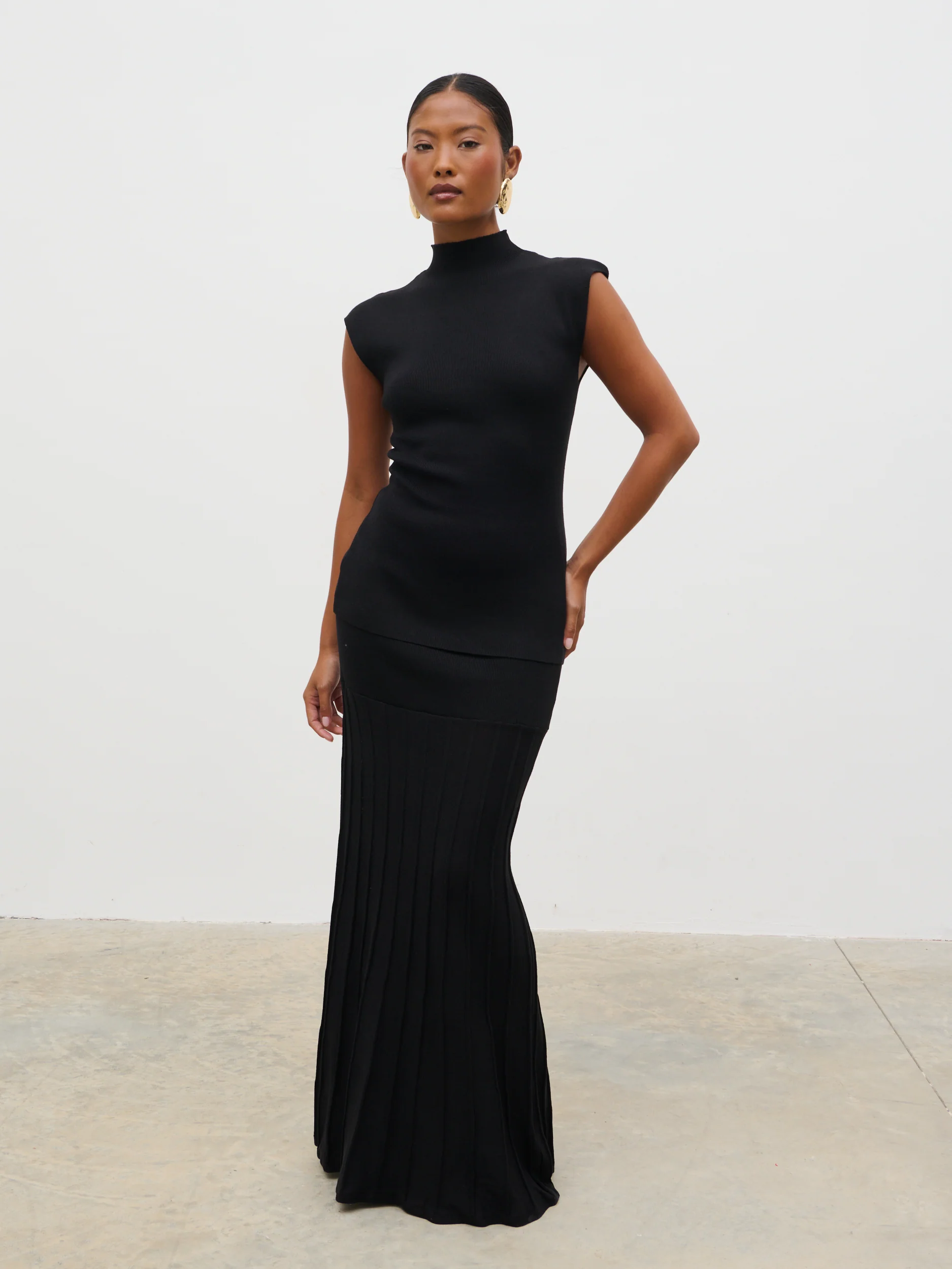 Reagan High Neck Knit Top - Black - Image 2
