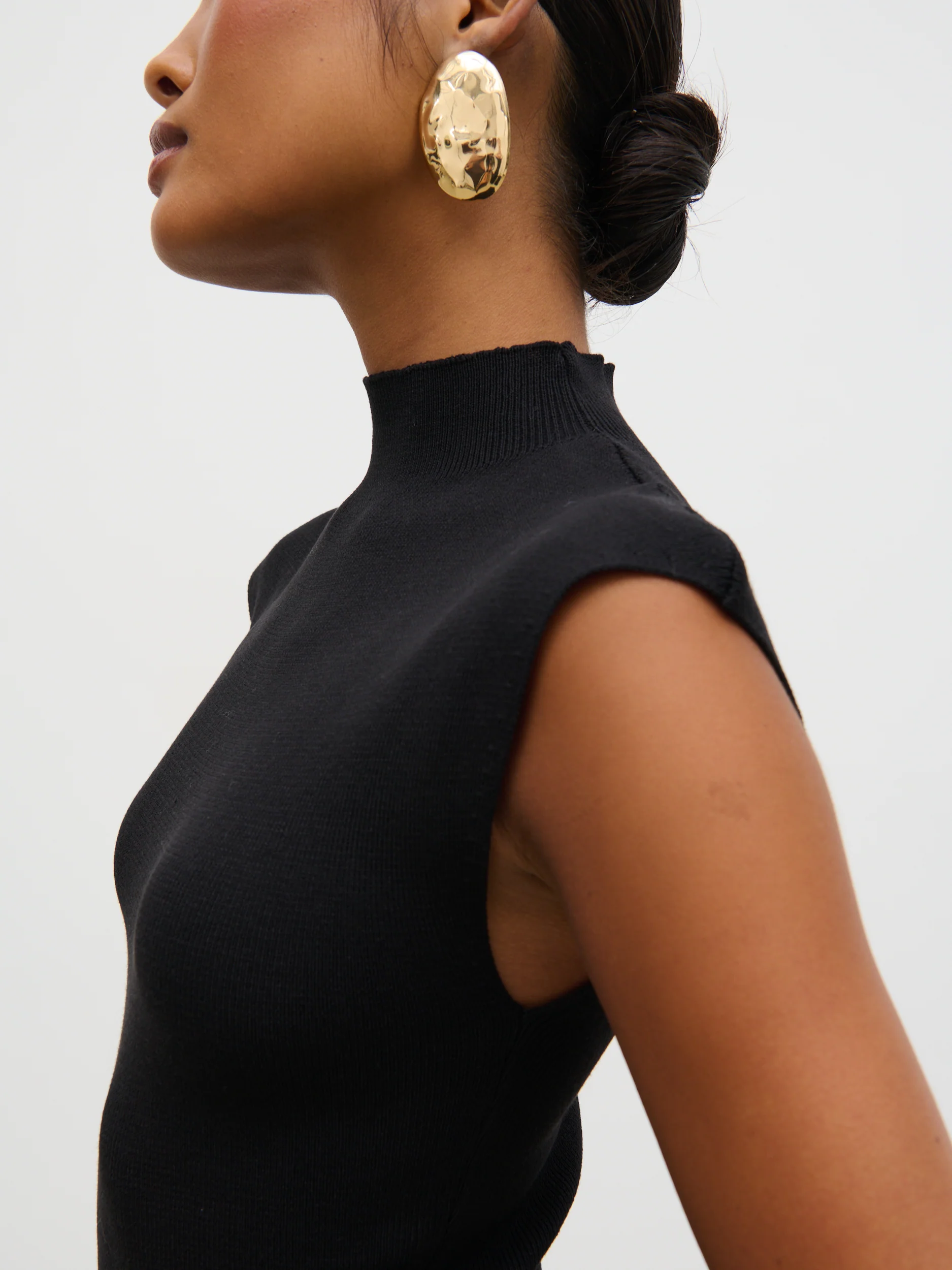 Reagan High Neck Knit Top - Black - Image 3