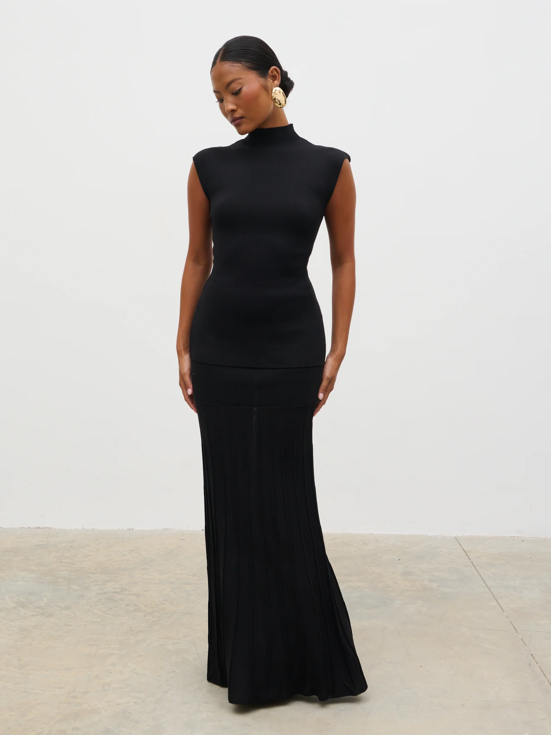 Reagan High Neck Knit Top - Black - Image 4