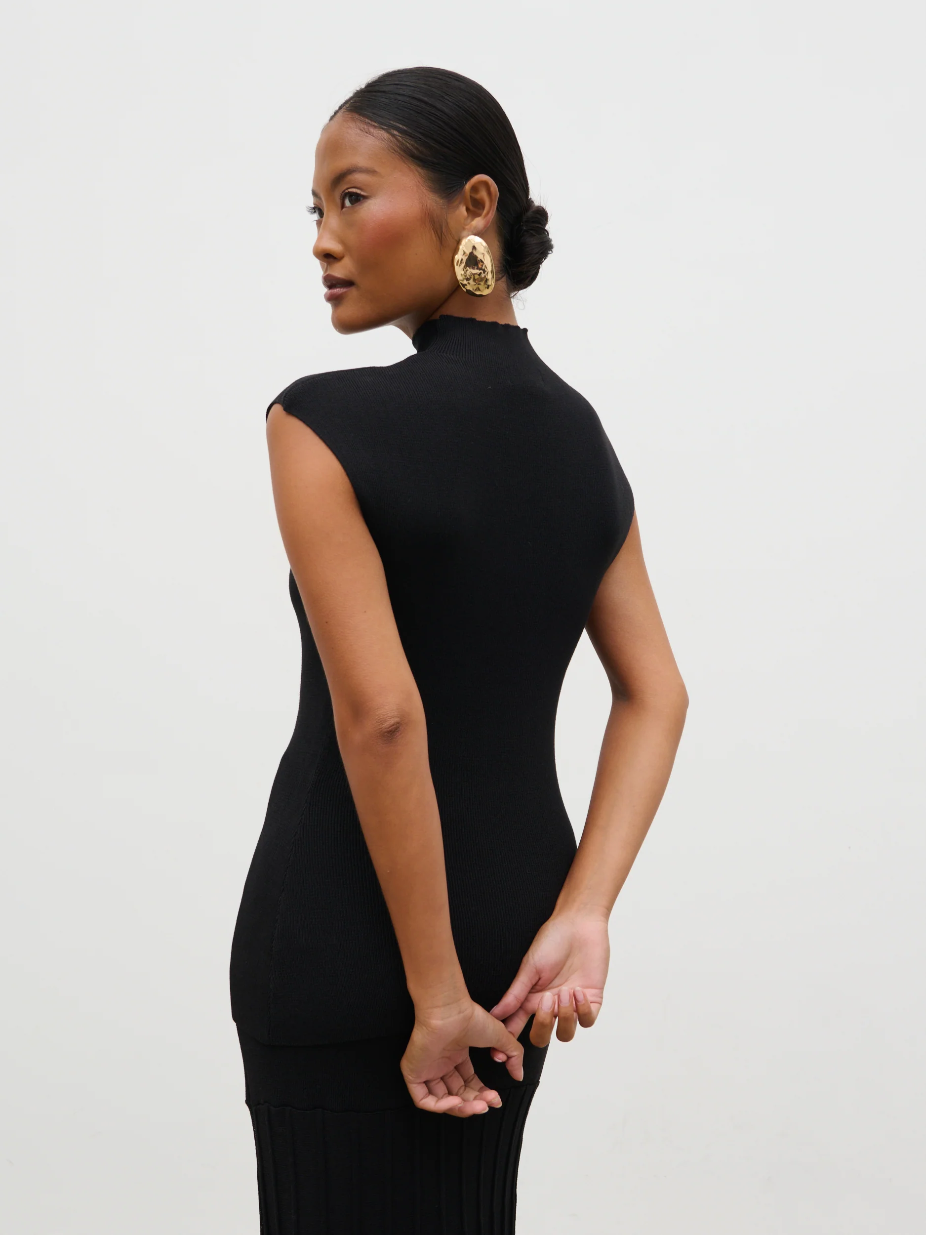 Reagan High Neck Knit Top - Black - Image 6