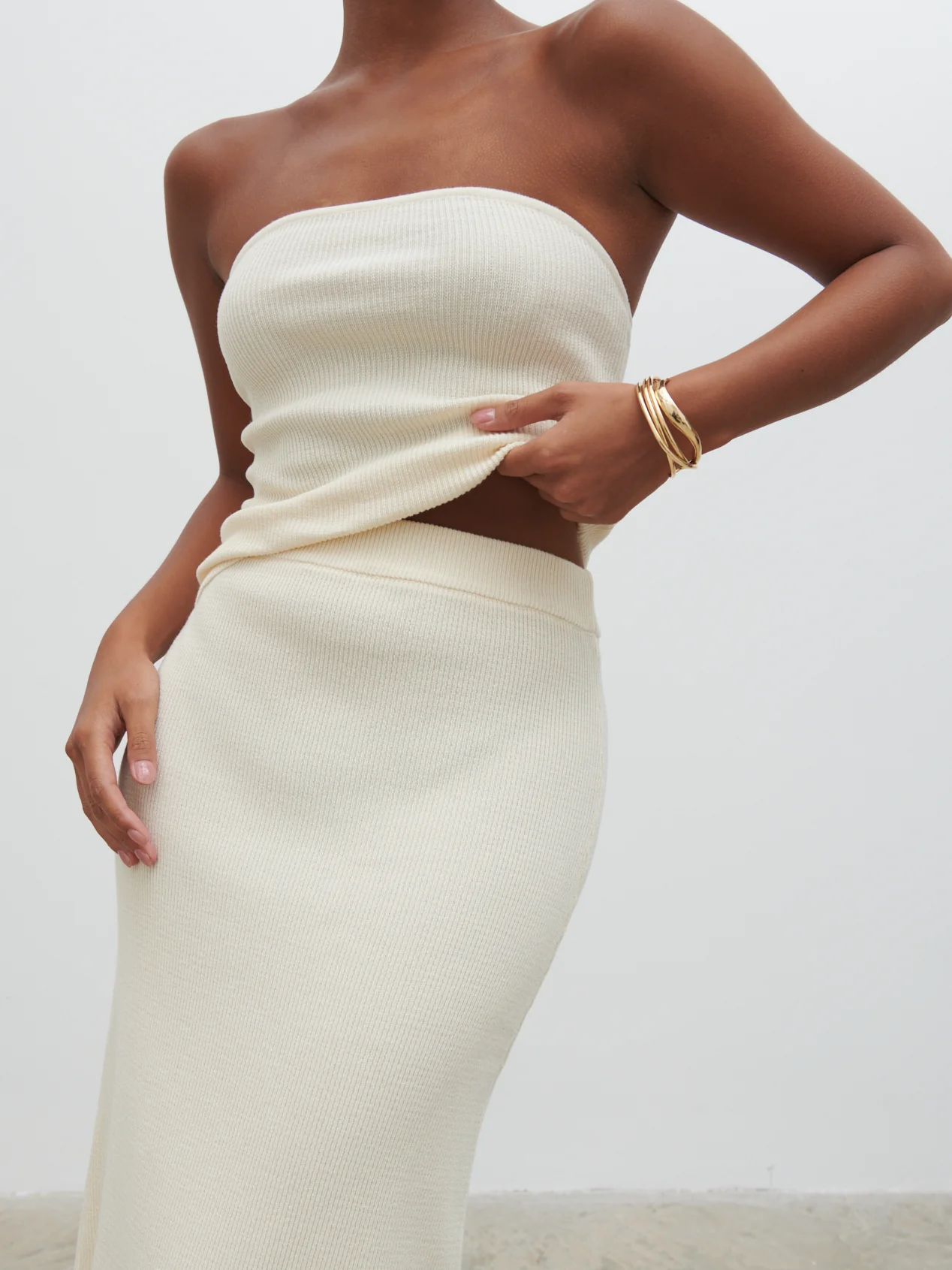 Reese Midaxi Knit Skirt - Cream - Image 2