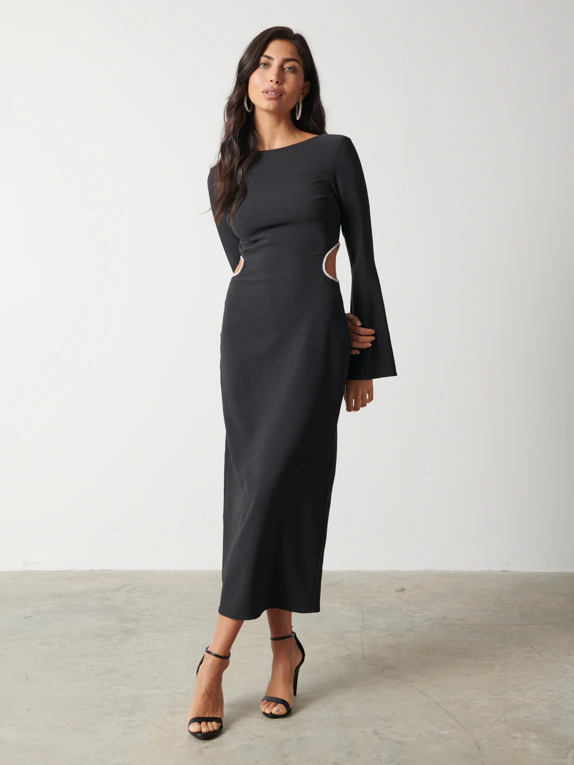 Reina Embellished Cut Out Midaxi Dress - Black - Image 4