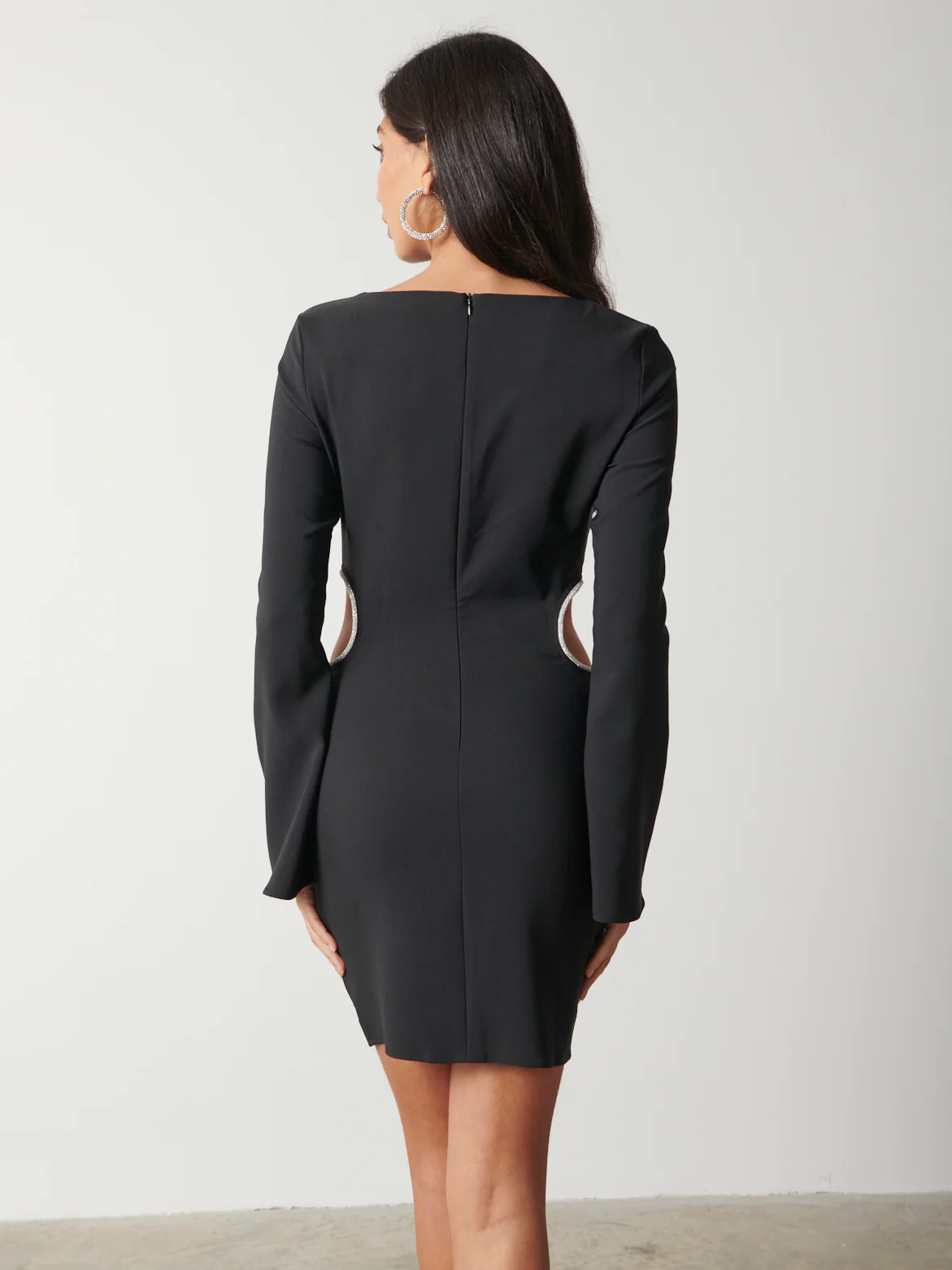 Reina Embellished Cut Out Mini Dress - Black - Image 3