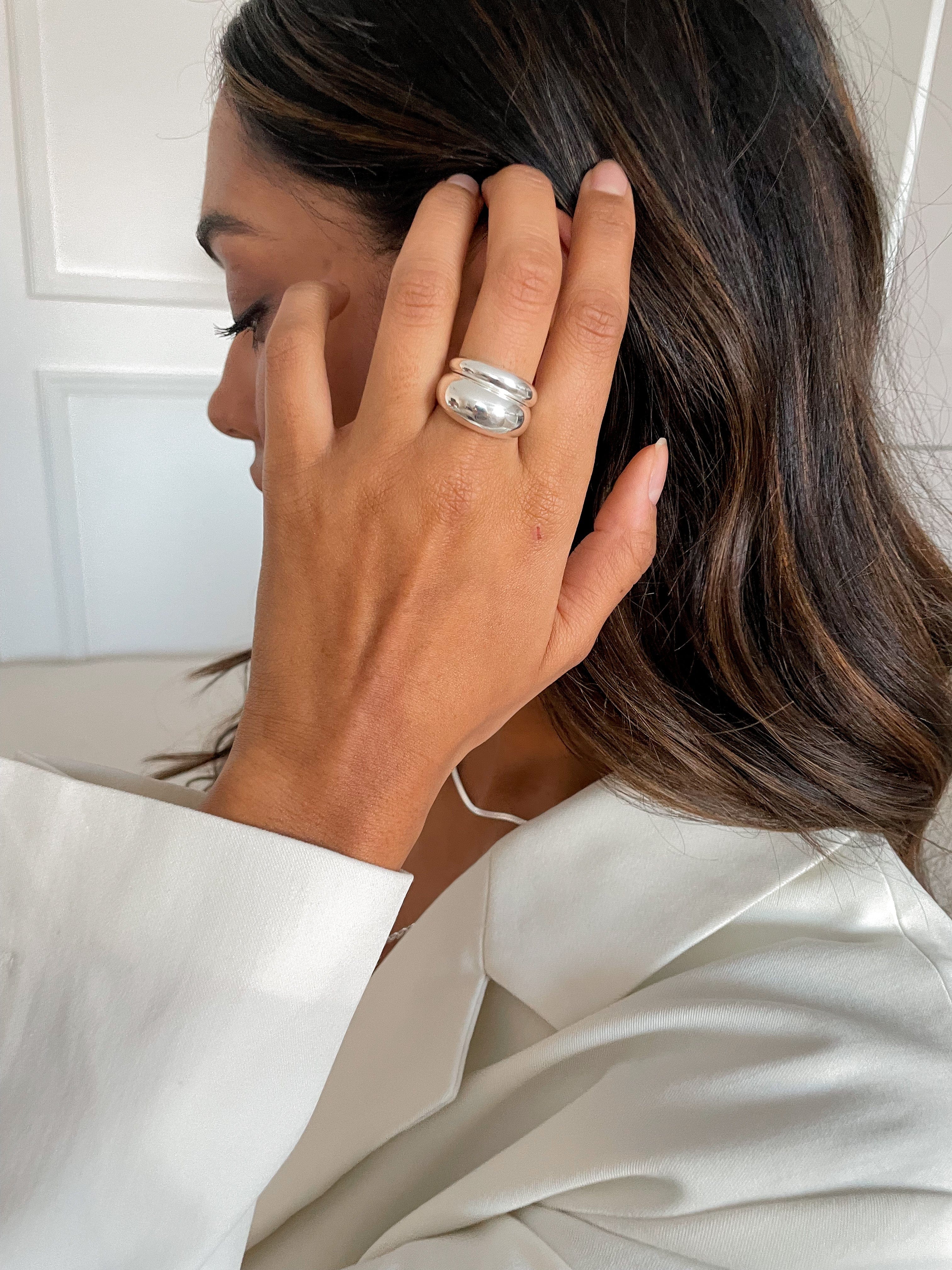 Renetta Thin Band Ring - Recycled Silver - Image 9