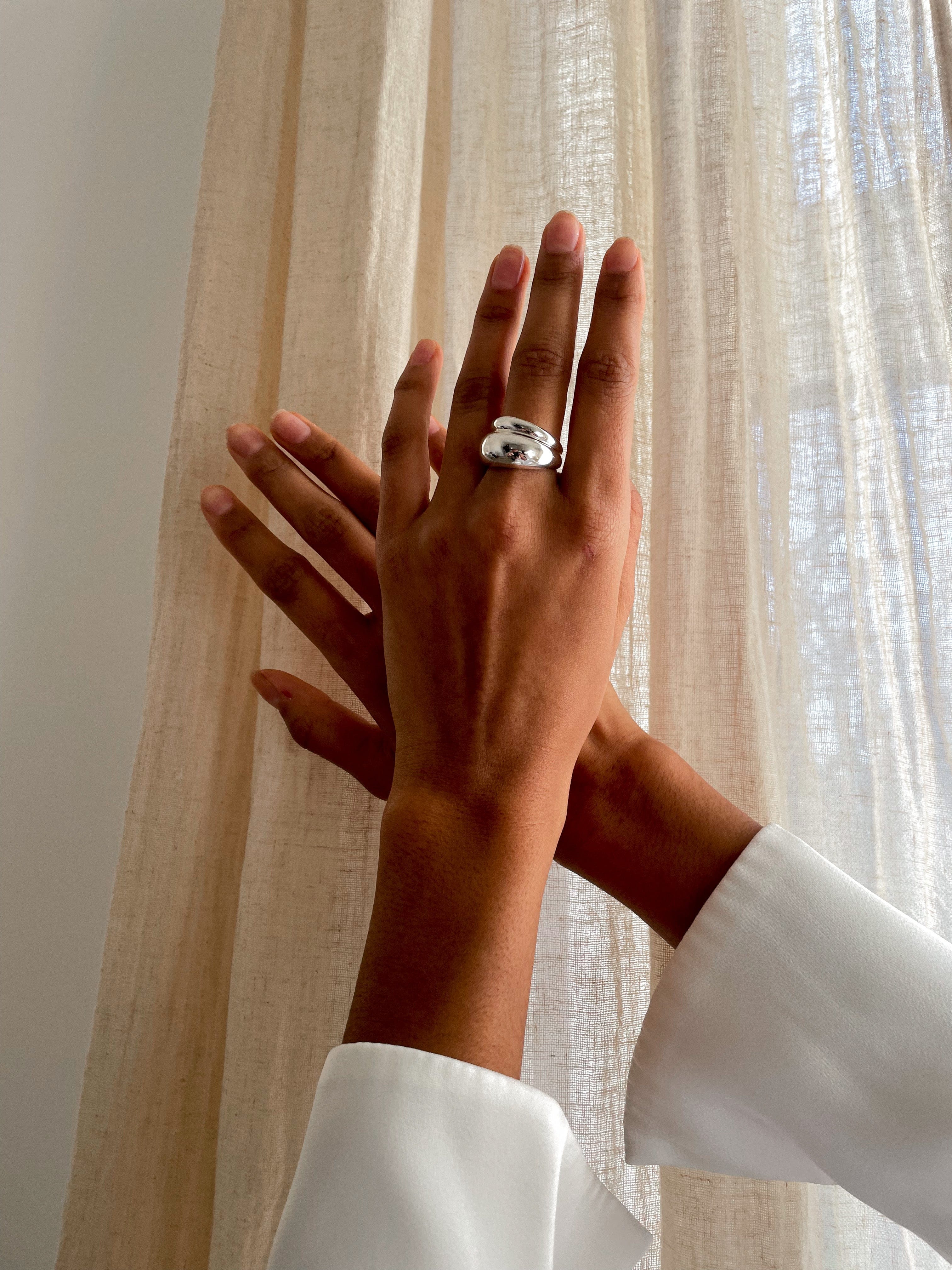 Renne Thick Band Ring - Recycled Silver - Image 5